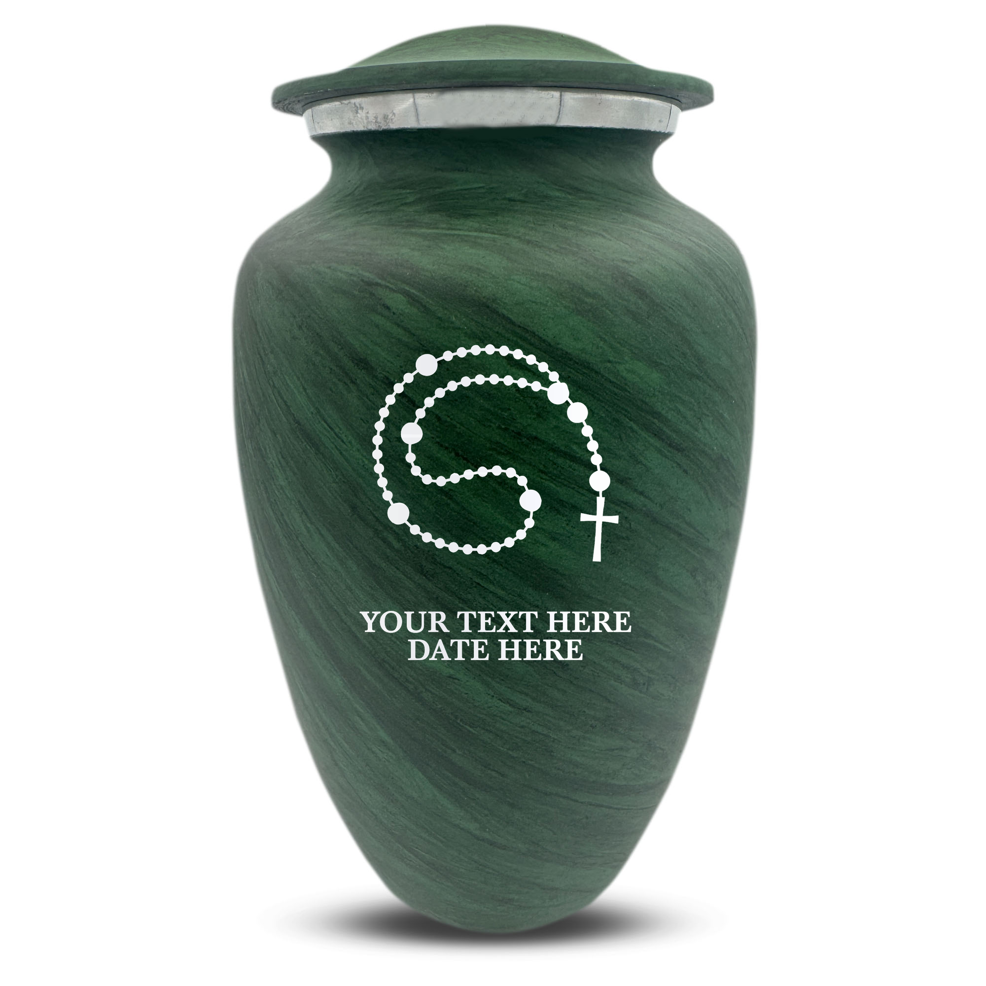Custom Human Urns - Soft Whisper Collection - Rosary Design - Distressed Finish - 200 Cubic Inch