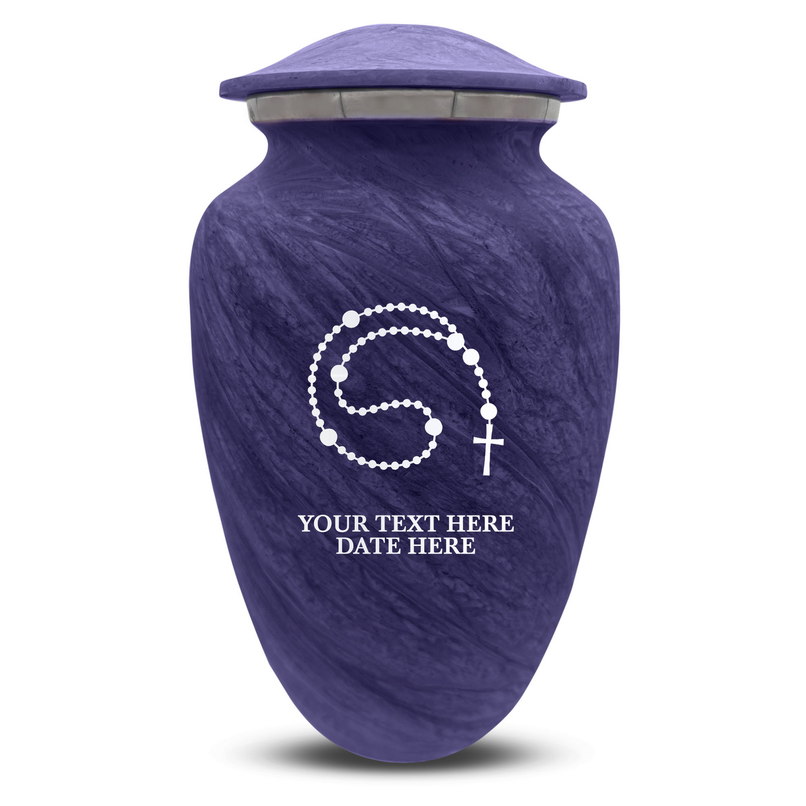 Custom Human Urns - Soft Whisper Collection - Rosary Design - Distressed Finish - 200 Cubic Inch
