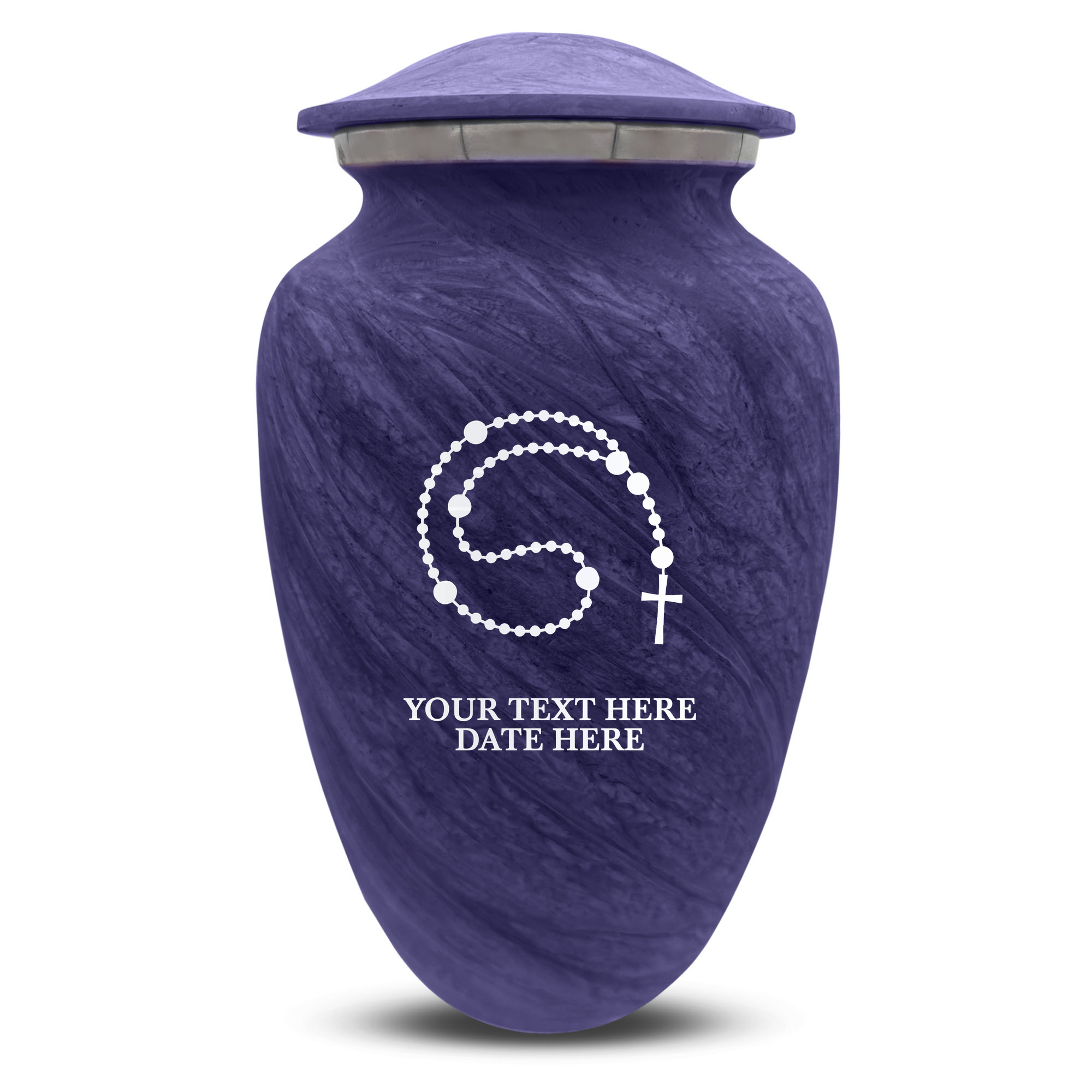 Custom Human Urns - Soft Whisper Collection - Rosary Design - Distressed Finish - 200 Cubic Inch