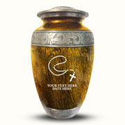 Custom Aluminum Human Urn - Elevate Collection - Rosary Design - Distressed Finish - 200 Cubic Inch