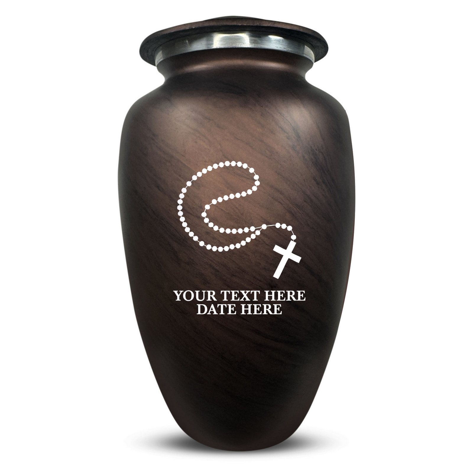 Custom Human Urns - Soft Whisper Collection - Rosary Design - Distressed Finish - 200 Cubic Inch