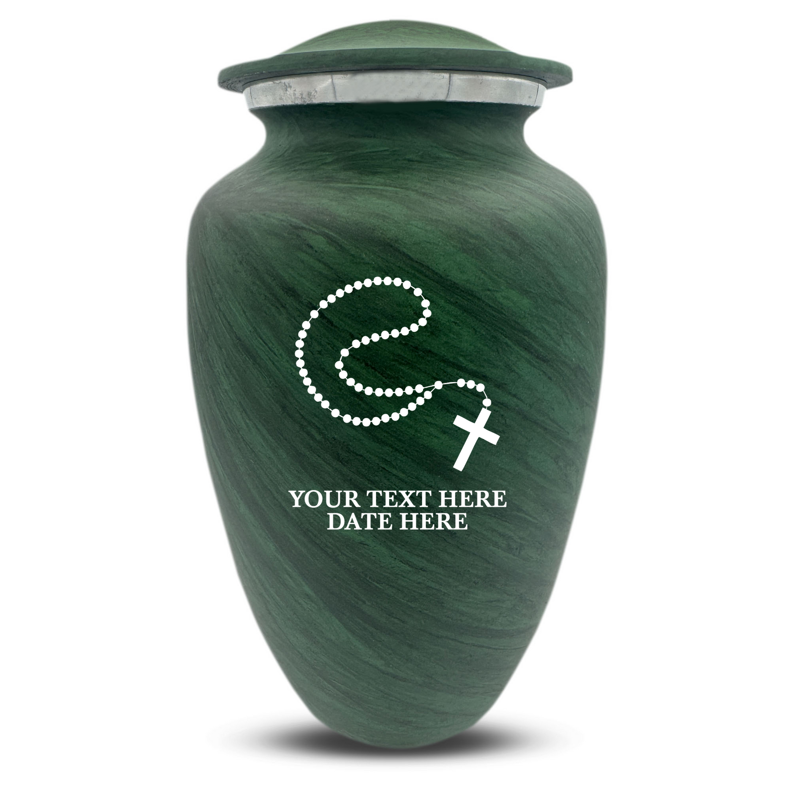 Custom Human Urns - Soft Whisper Collection - Rosary Design - Distressed Finish - 200 Cubic Inch