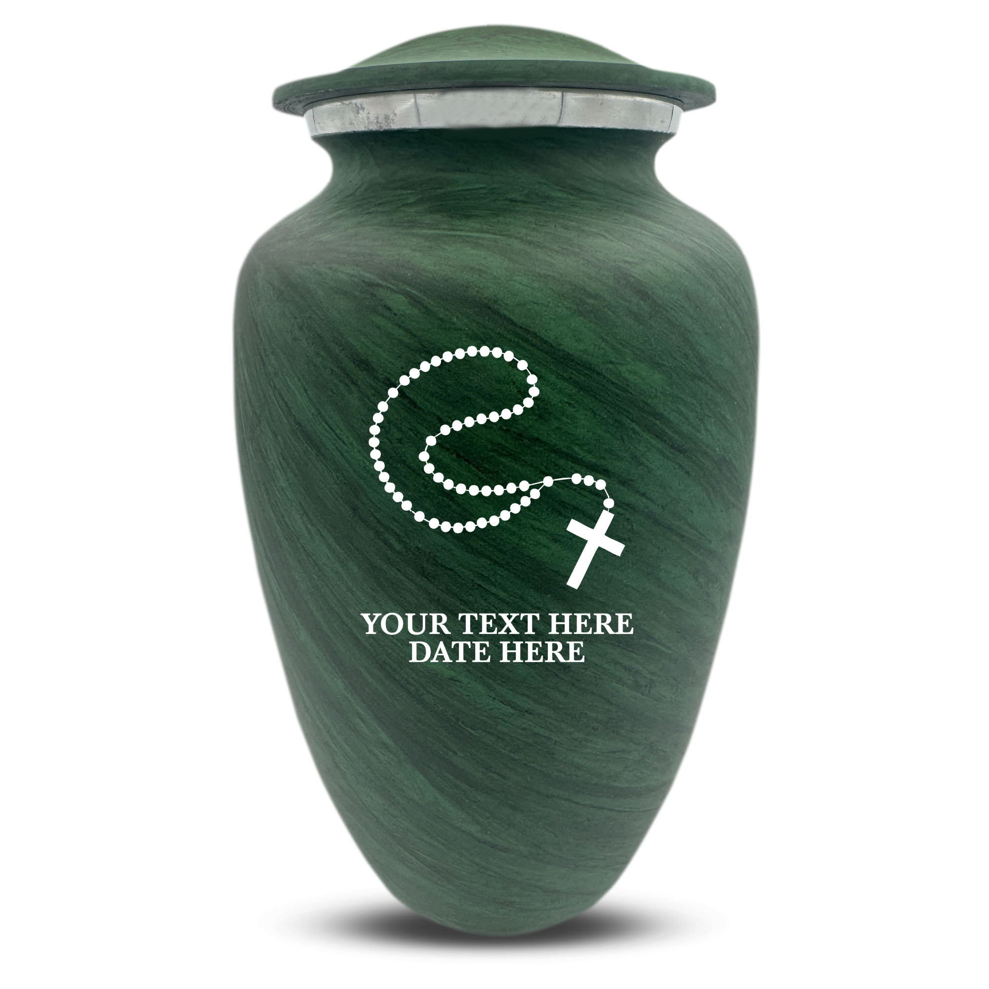 Custom Human Urns - Soft Whisper Collection - Rosary Design - Distressed Finish - 200 Cubic Inch