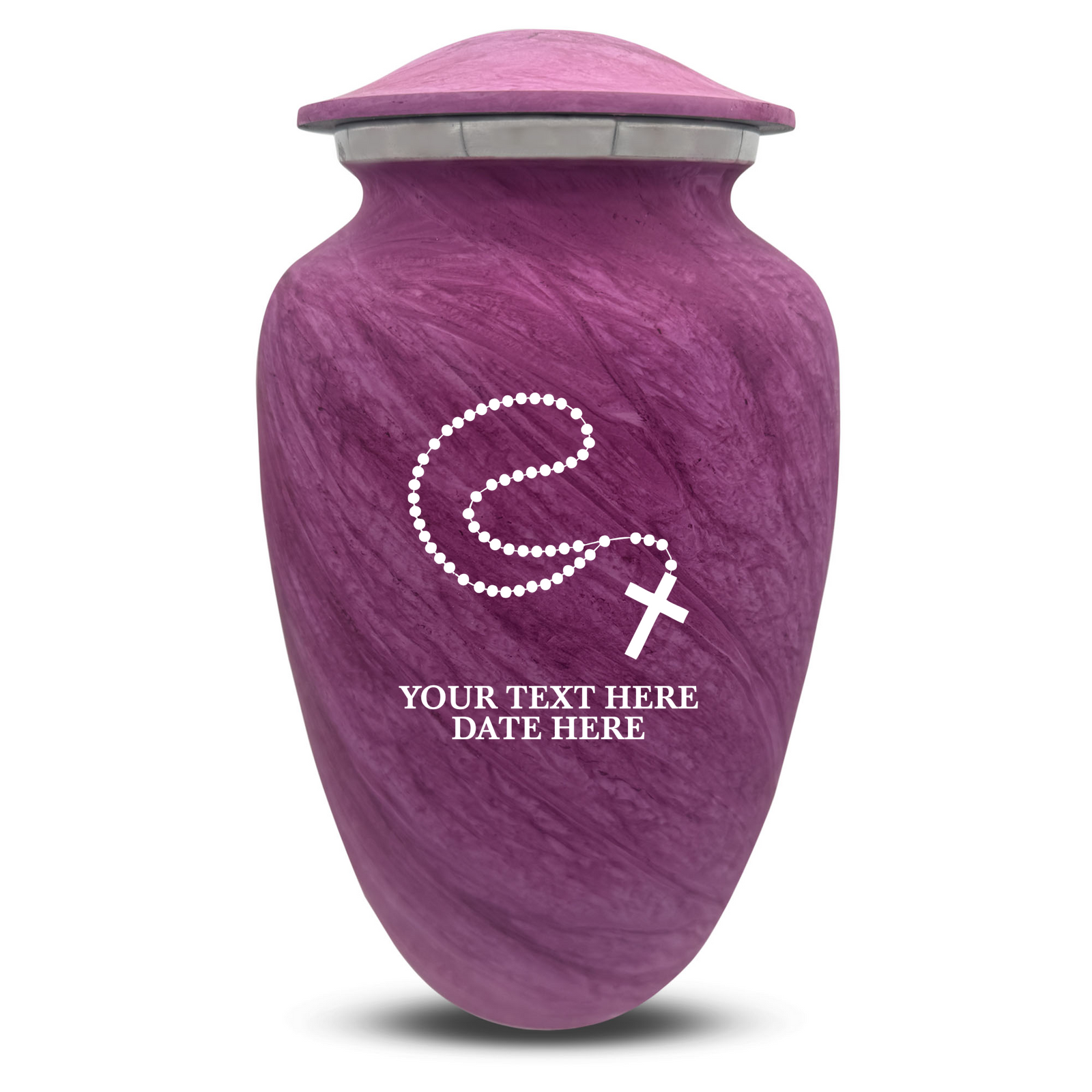 Custom Human Urns - Soft Whisper Collection - Rosary Design - Distressed Finish - 200 Cubic Inch