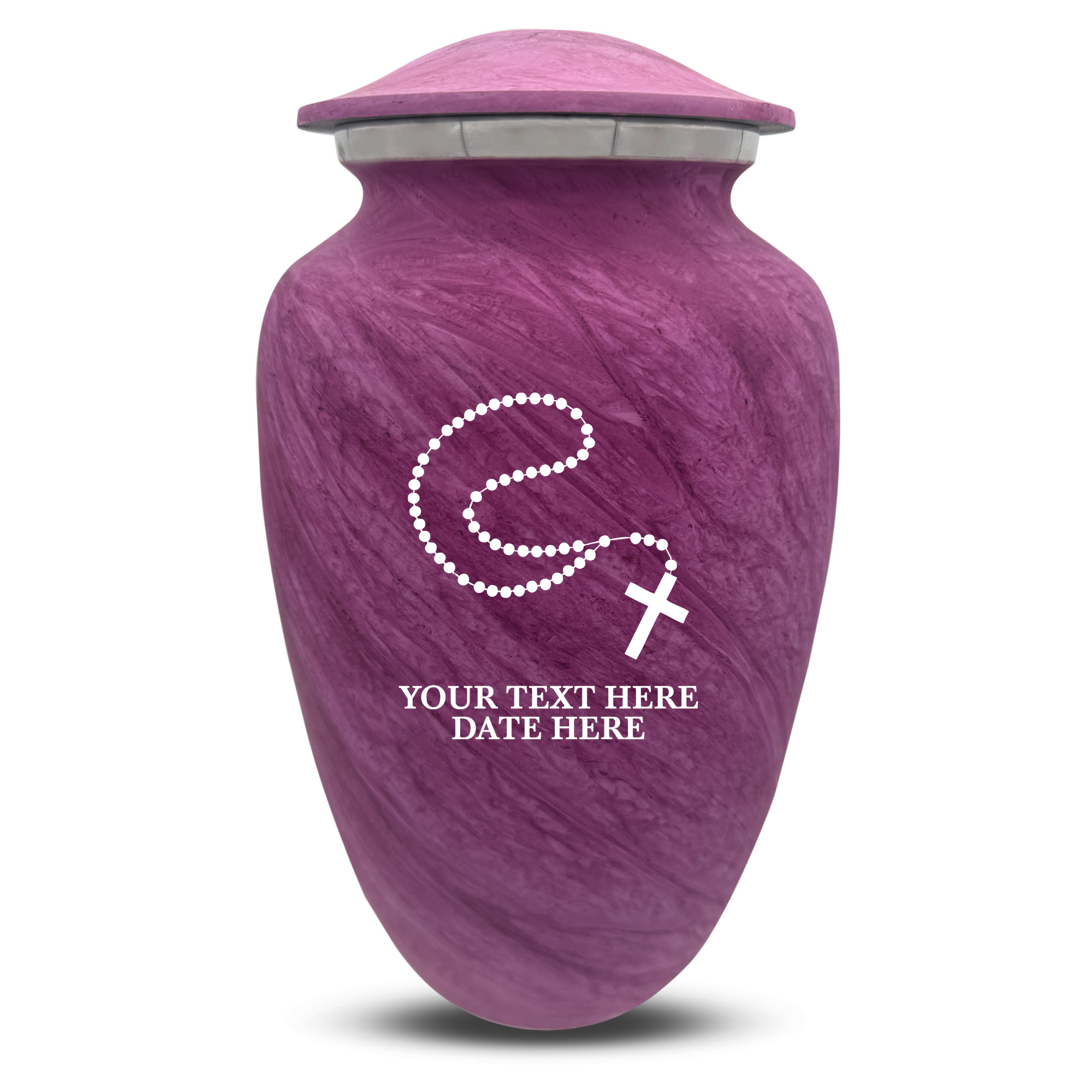 Custom Human Urns - Soft Whisper Collection - Rosary Design - Distressed Finish - 200 Cubic Inch