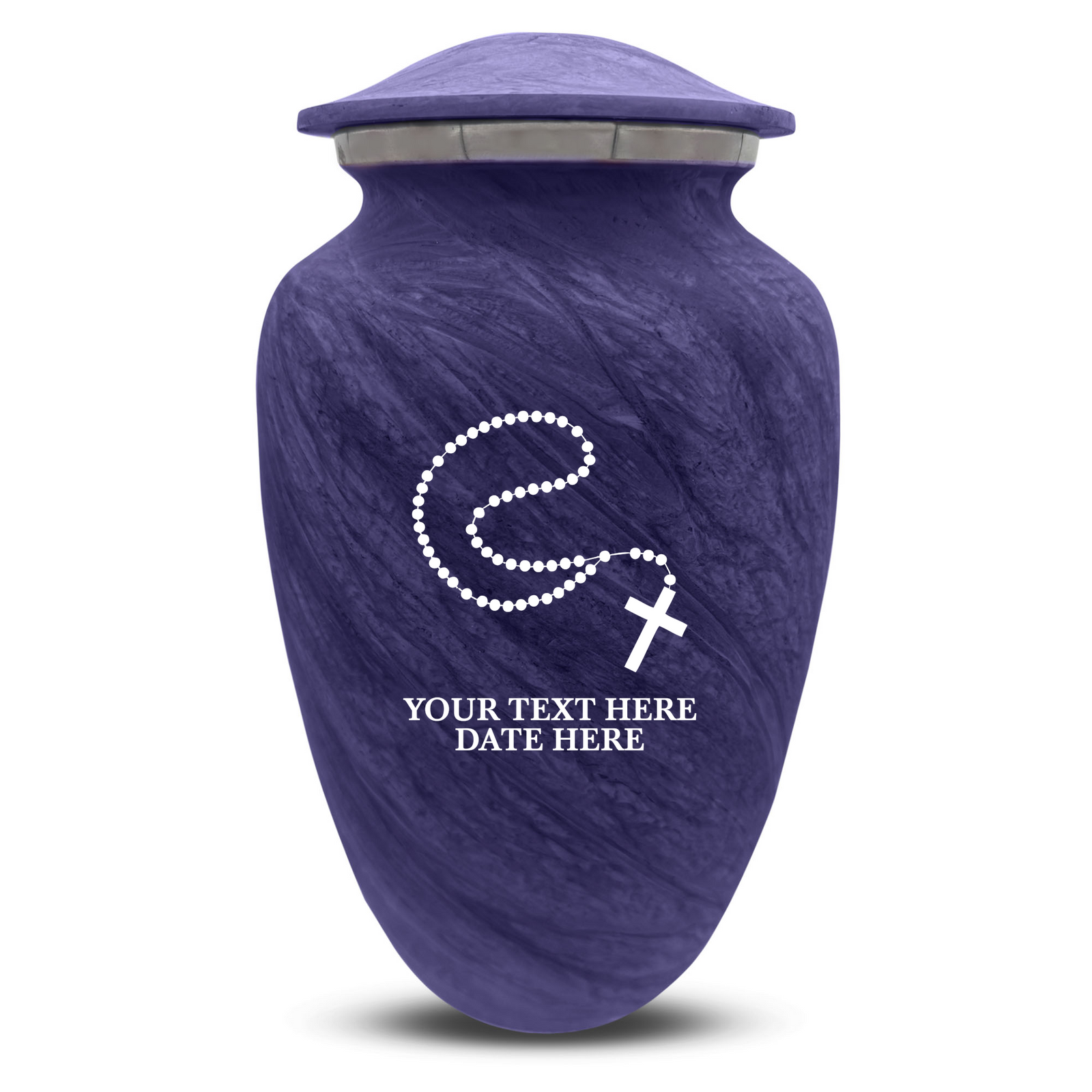 Custom Human Urns - Soft Whisper Collection - Rosary Design - Distressed Finish - 200 Cubic Inch