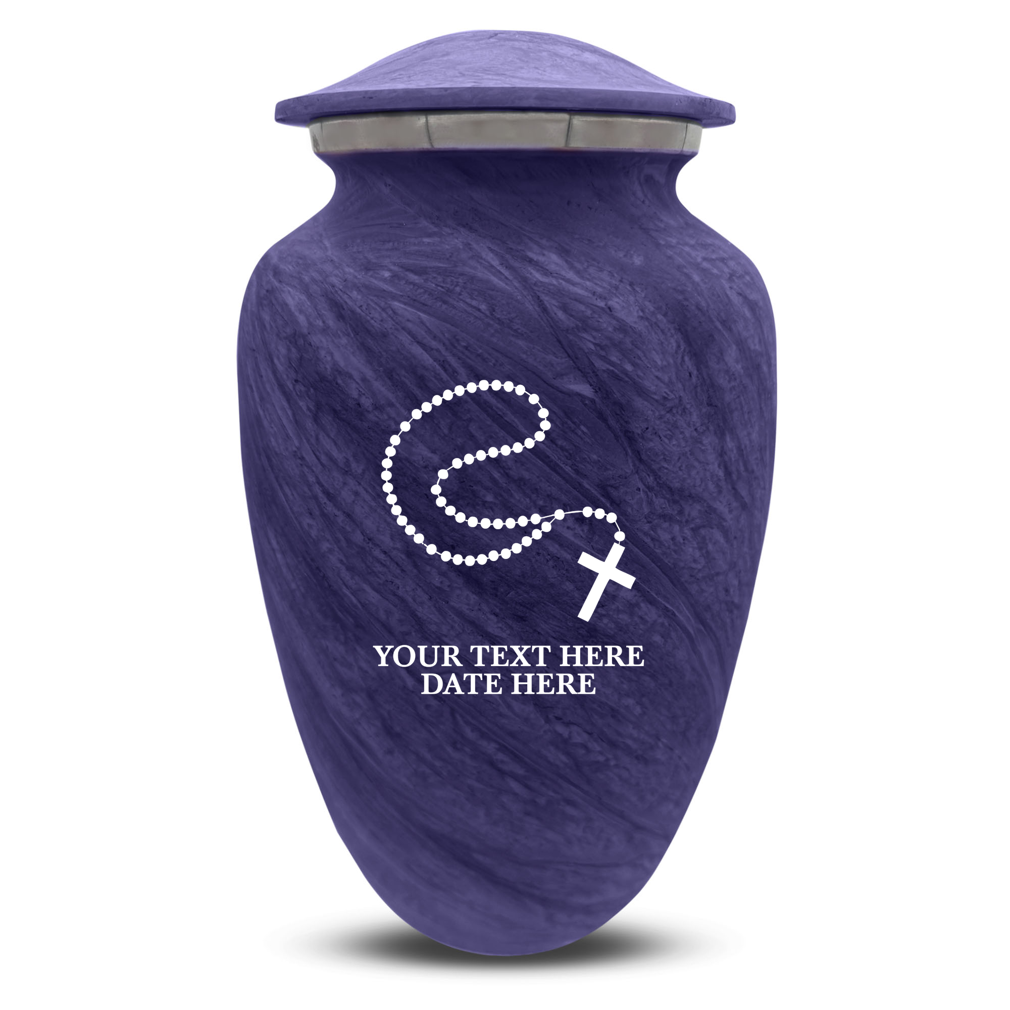 Custom Human Urns - Soft Whisper Collection - Rosary Design - Distressed Finish - 200 Cubic Inch