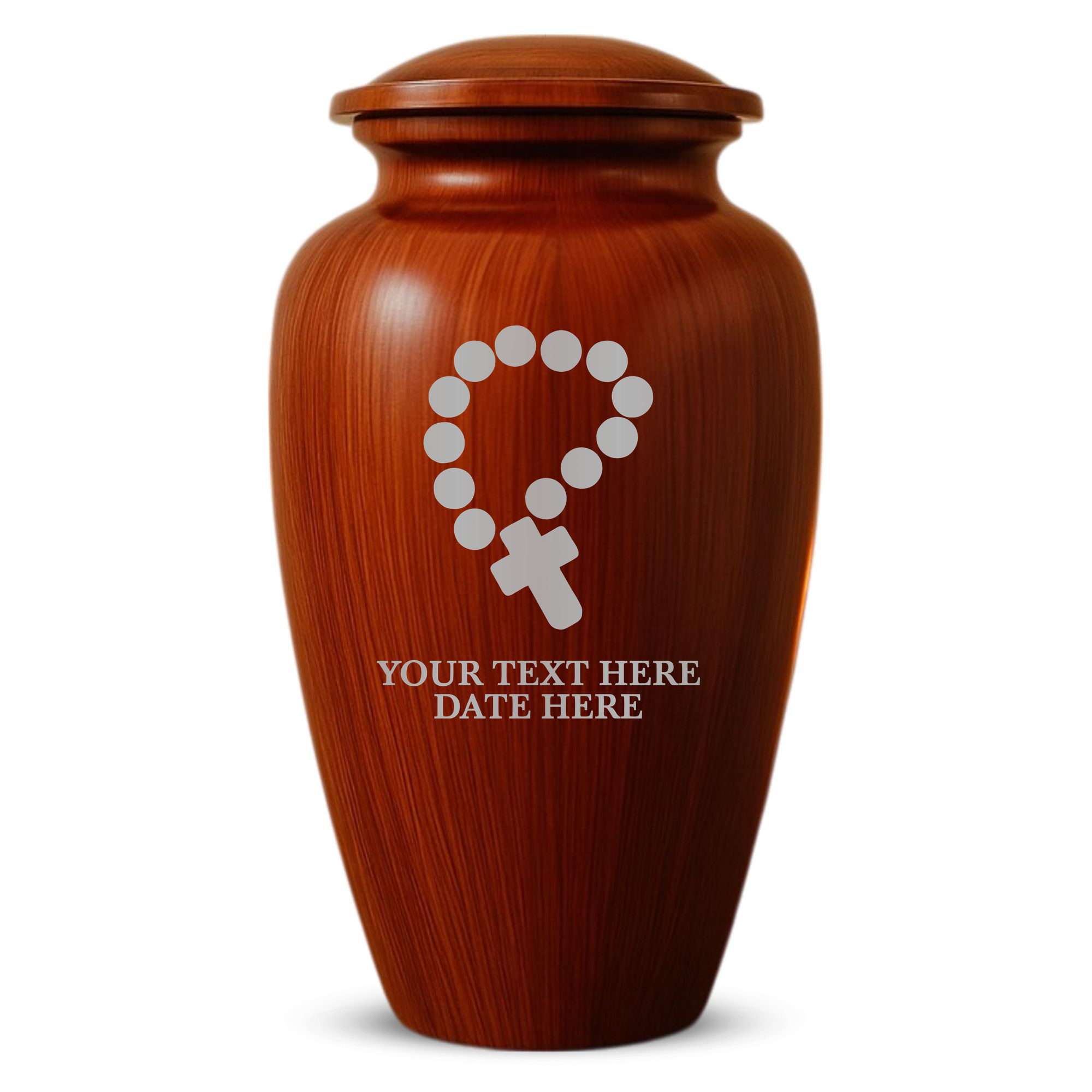Human Cremation Urn – 200 Cubic Inch – Ingrained Wood Style Finish | Rosary Memorial