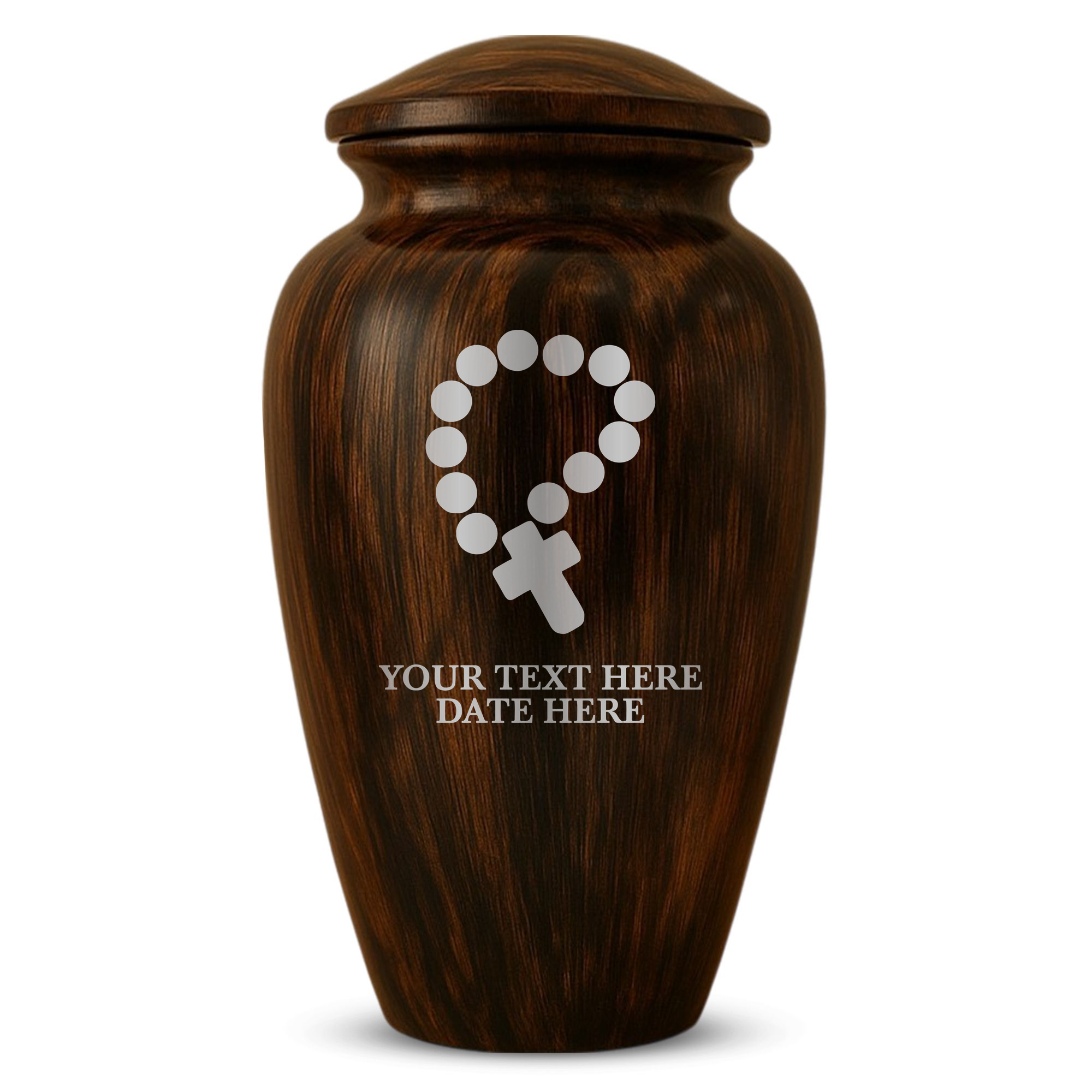 Human Cremation Urn – 200 Cubic Inch – Ingrained Wood Style Finish | Rosary Memorial