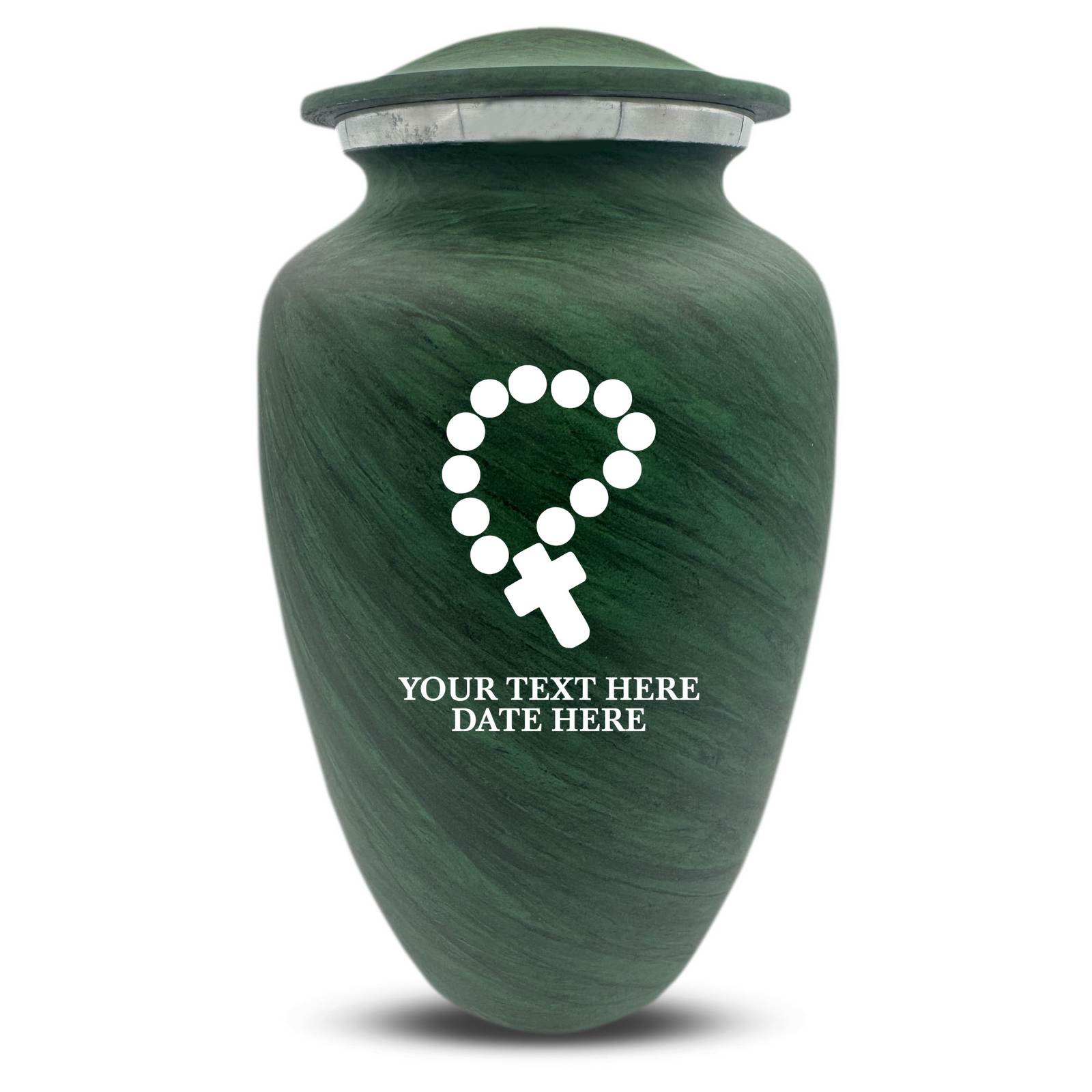 Custom Human Urns - Soft Whisper Collection - Rosary Design - Distressed Finish - 200 Cubic Inch