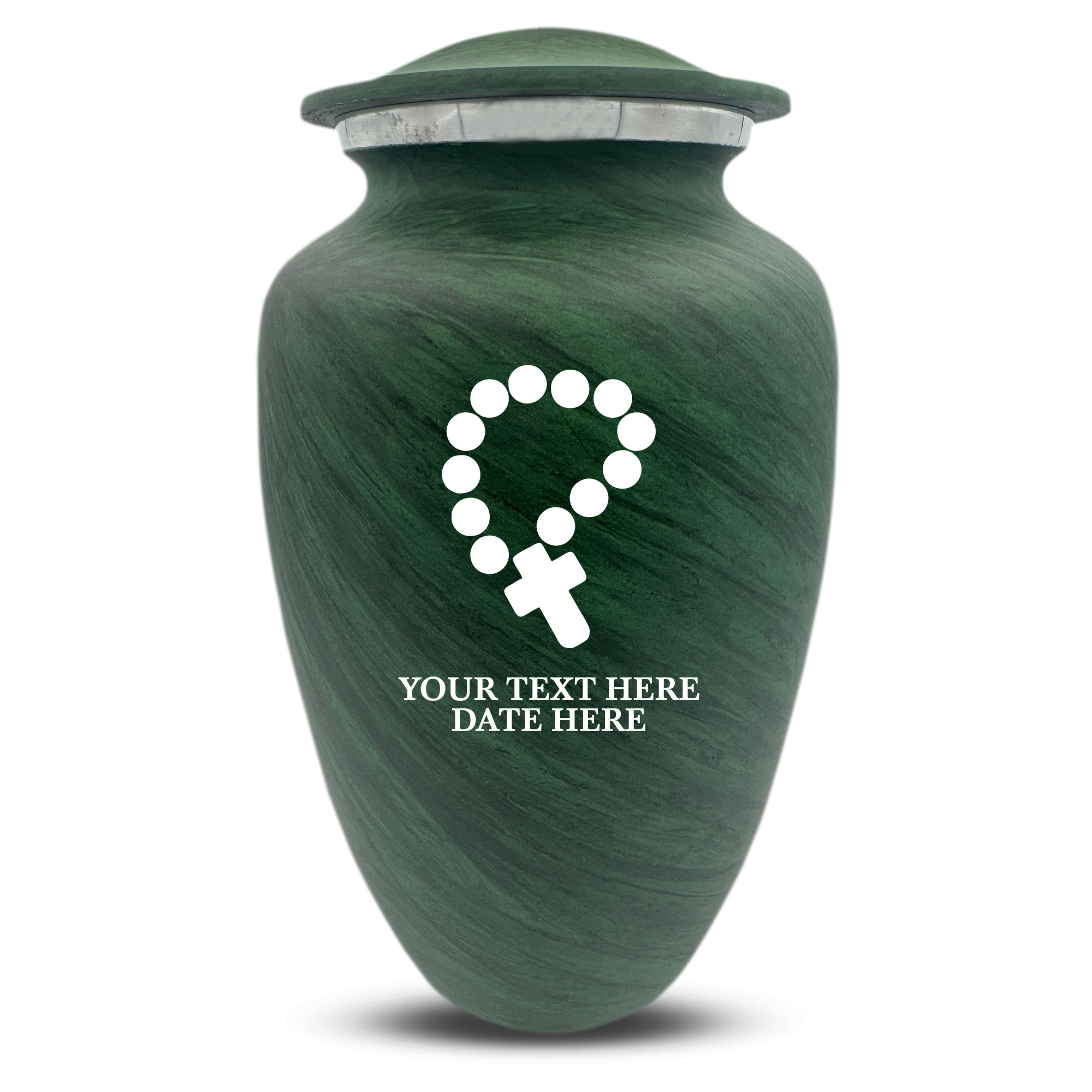 Custom Human Urns - Soft Whisper Collection - Rosary Design - Distressed Finish - 200 Cubic Inch