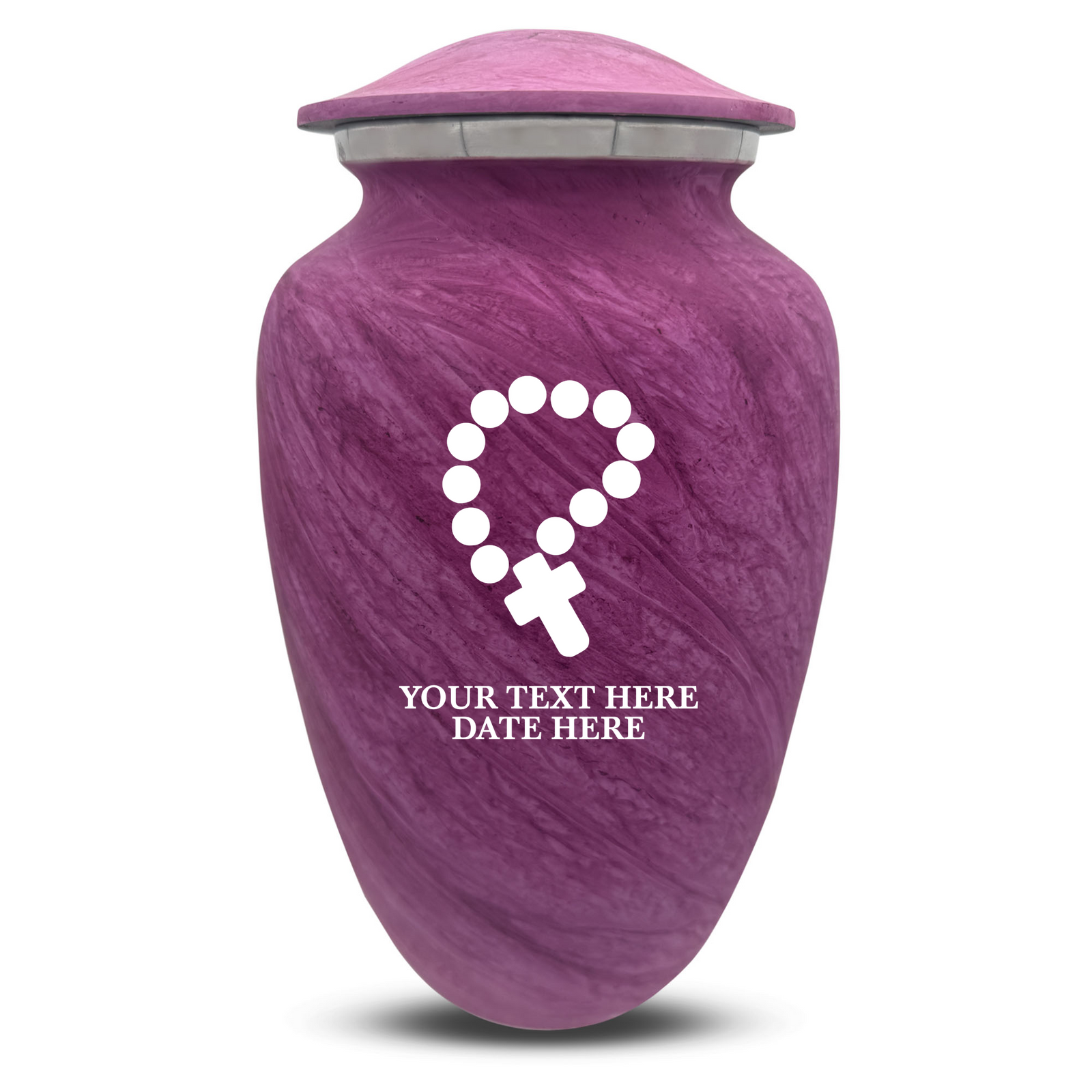 Custom Human Urns - Soft Whisper Collection - Rosary Design - Distressed Finish - 200 Cubic Inch