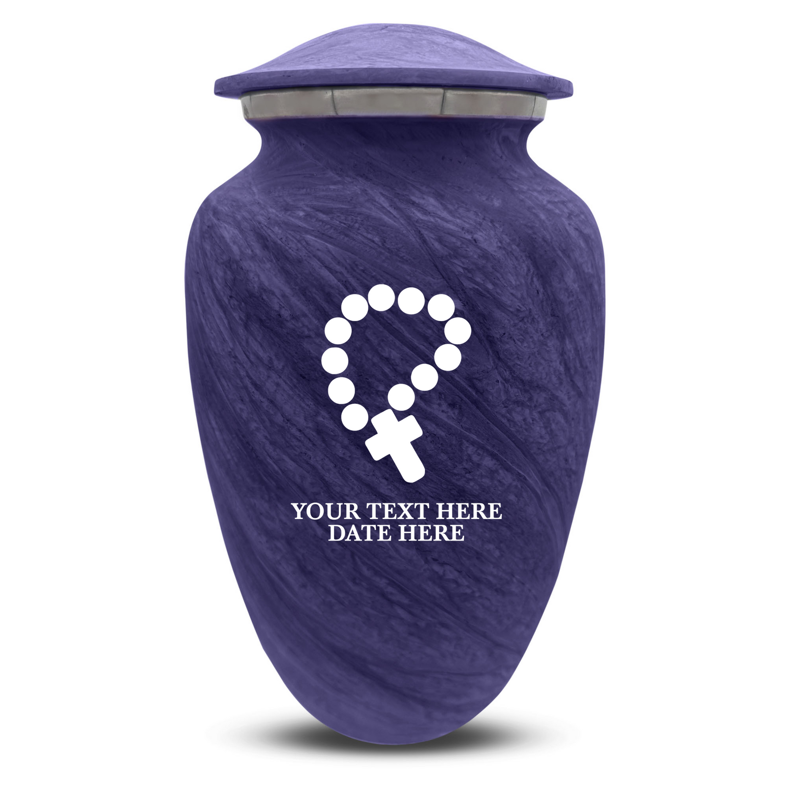 Custom Human Urns - Soft Whisper Collection - Rosary Design - Distressed Finish - 200 Cubic Inch