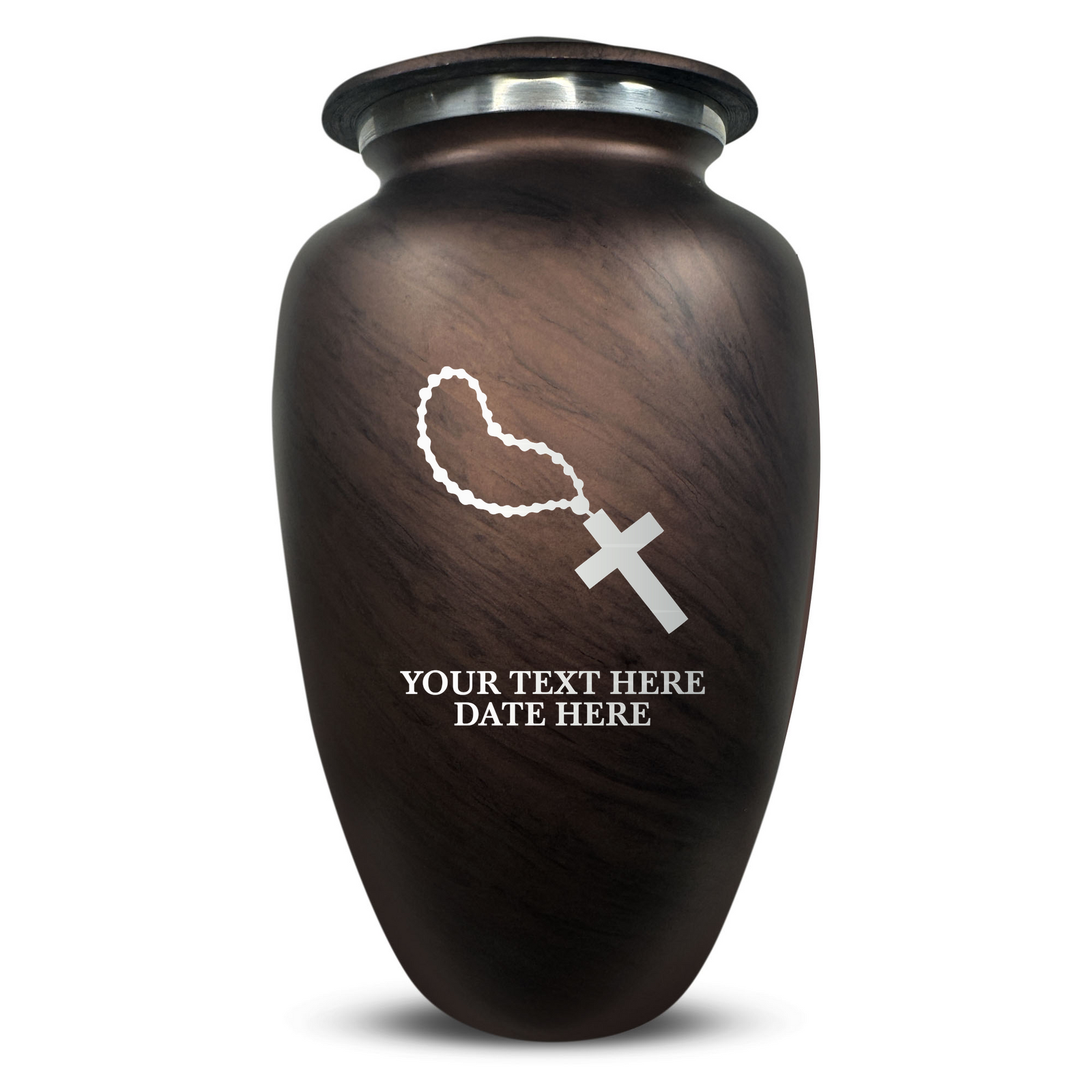 Custom Human Urns - Soft Whisper Collection - Rosary Design - Distressed Finish - 200 Cubic Inch