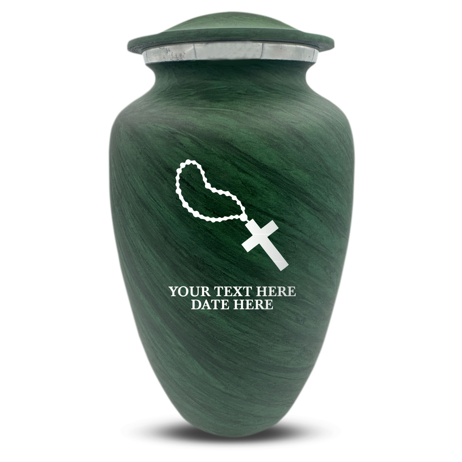 Custom Human Urns - Soft Whisper Collection - Rosary Design - Distressed Finish - 200 Cubic Inch