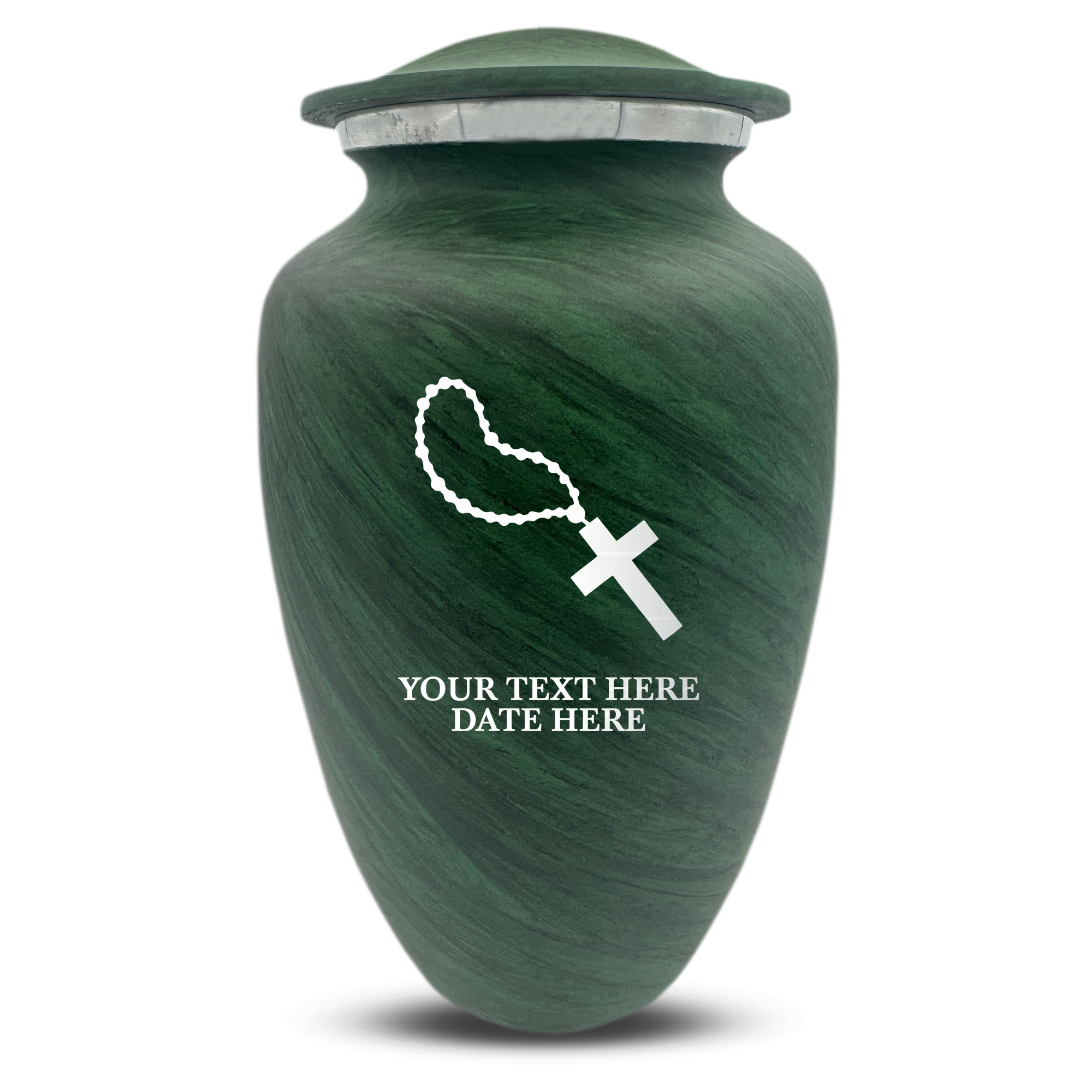 Custom Human Urns - Soft Whisper Collection - Rosary Design - Distressed Finish - 200 Cubic Inch