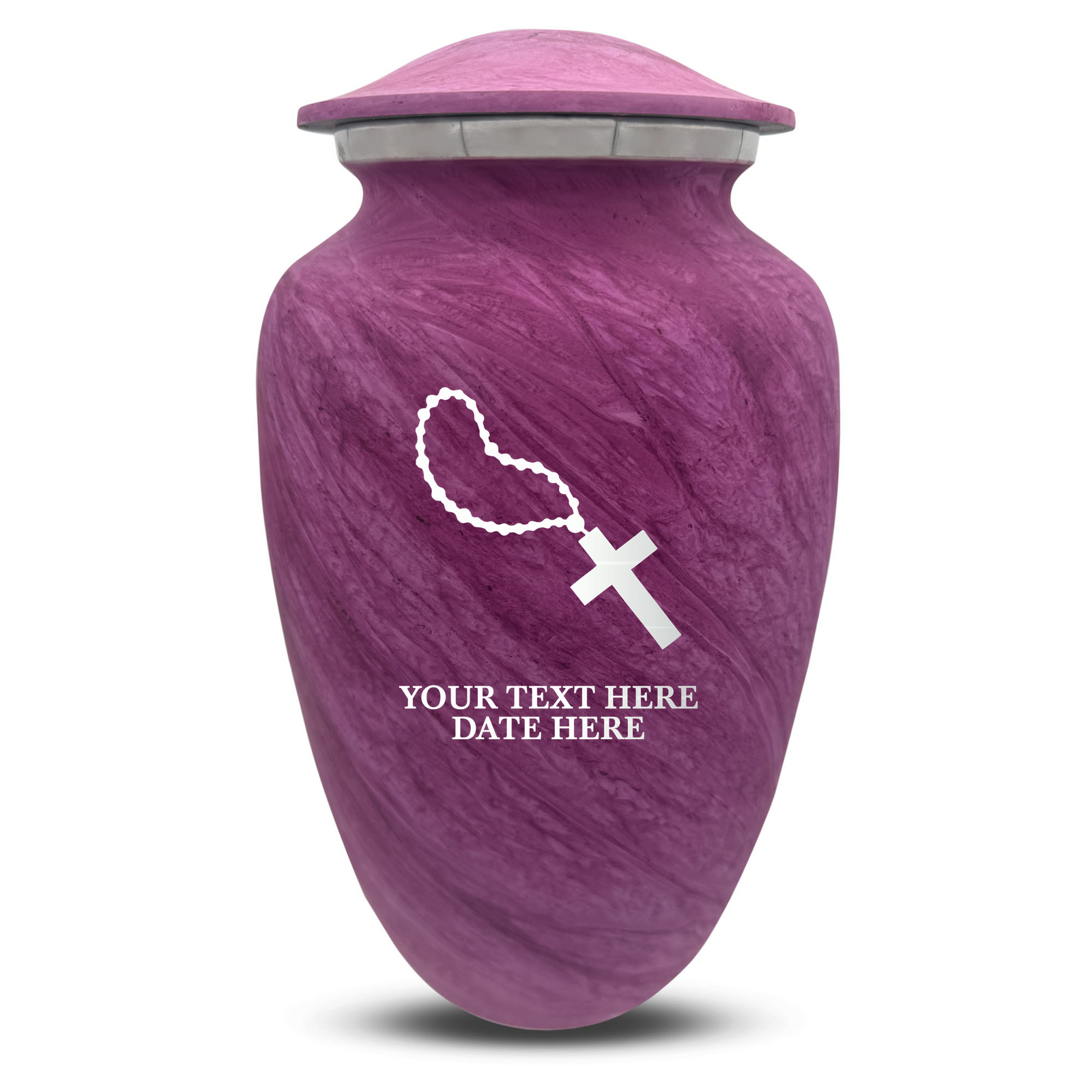 Custom Human Urns - Soft Whisper Collection - Rosary Design - Distressed Finish - 200 Cubic Inch