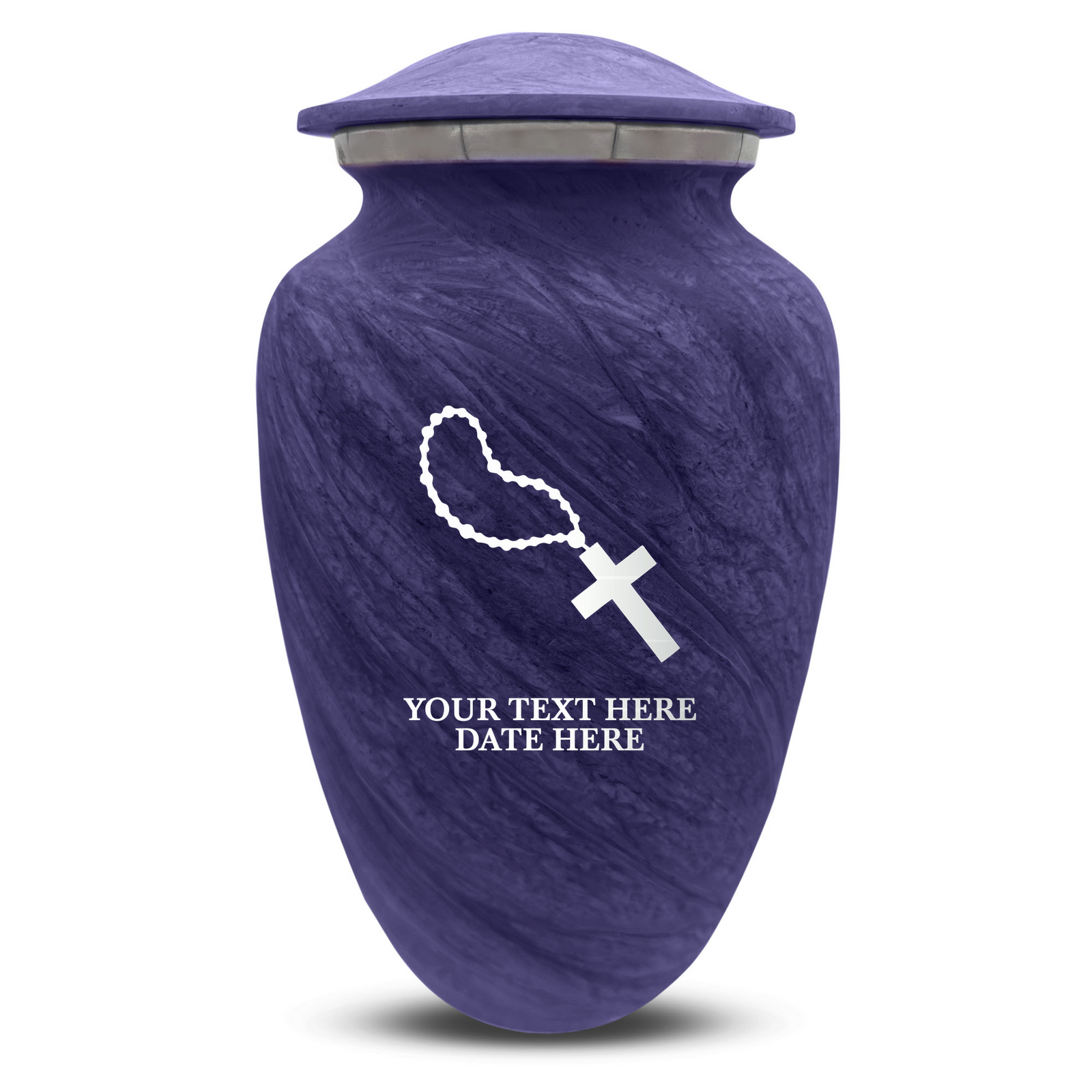 Custom Human Urns - Soft Whisper Collection - Rosary Design - Distressed Finish - 200 Cubic Inch