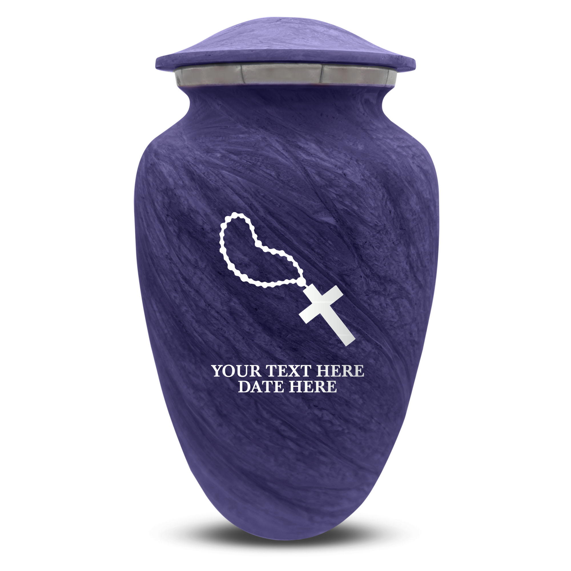 Custom Human Urns - Soft Whisper Collection - Rosary Design - Distressed Finish - 200 Cubic Inch