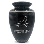 Extra Large Human Cremation Urn - 350 Cubic Inch - Black Spotted Finish with Silver Rim | Memorial Dove