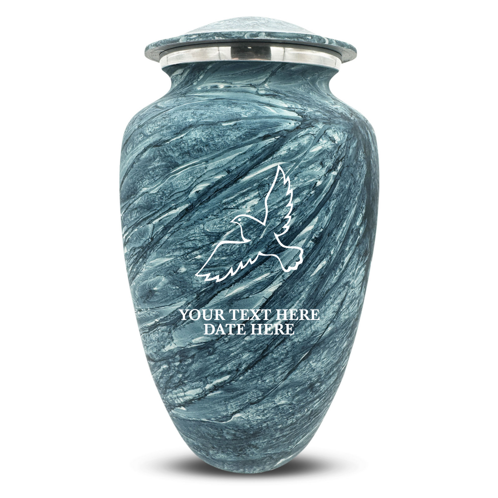 Custom Human Urns - Soft Whisper Collection - Memorial Dove Design - Distressed Finish - 200 Cubic Inch