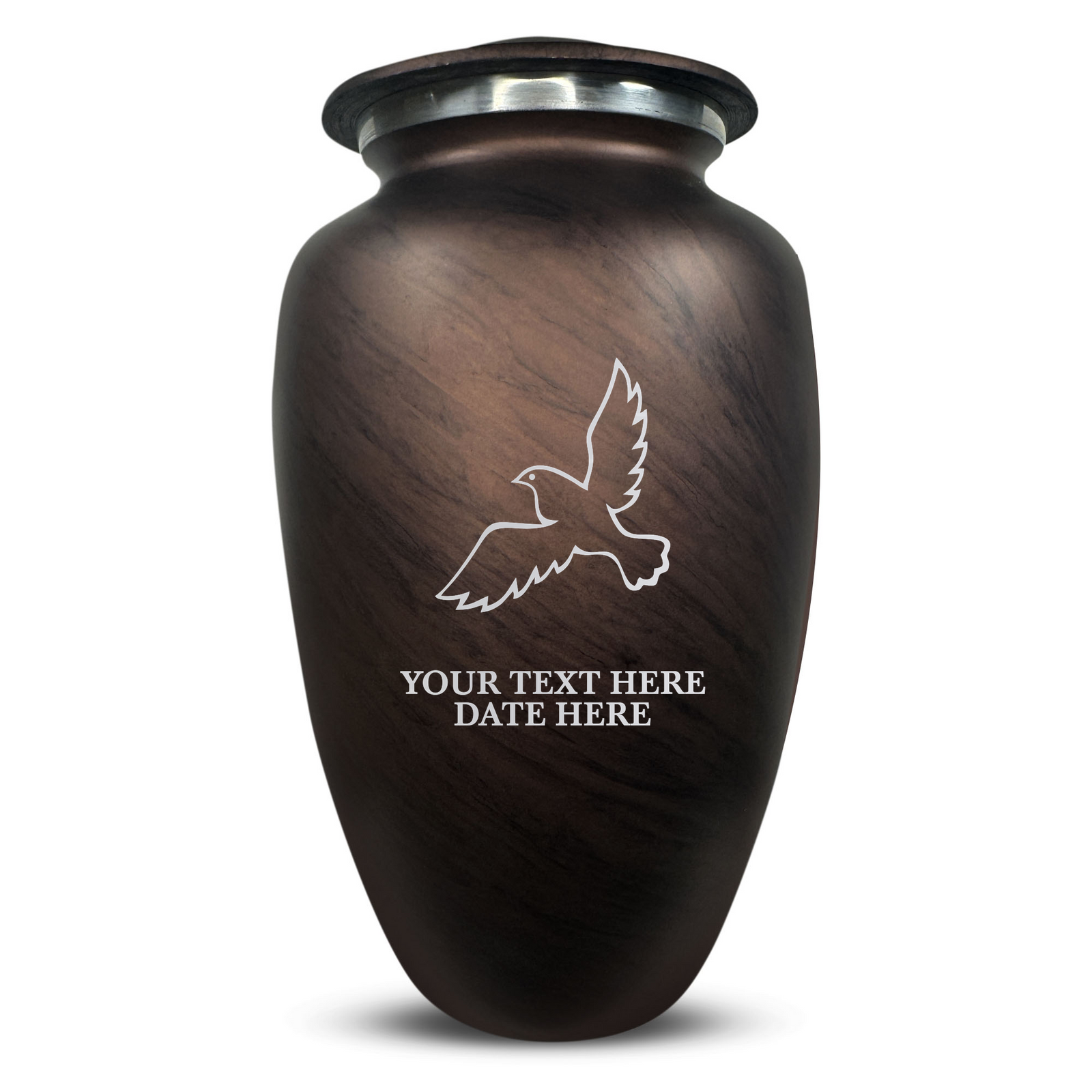 Custom Human Urns - Soft Whisper Collection - Memorial Dove Design - Distressed Finish - 200 Cubic Inch