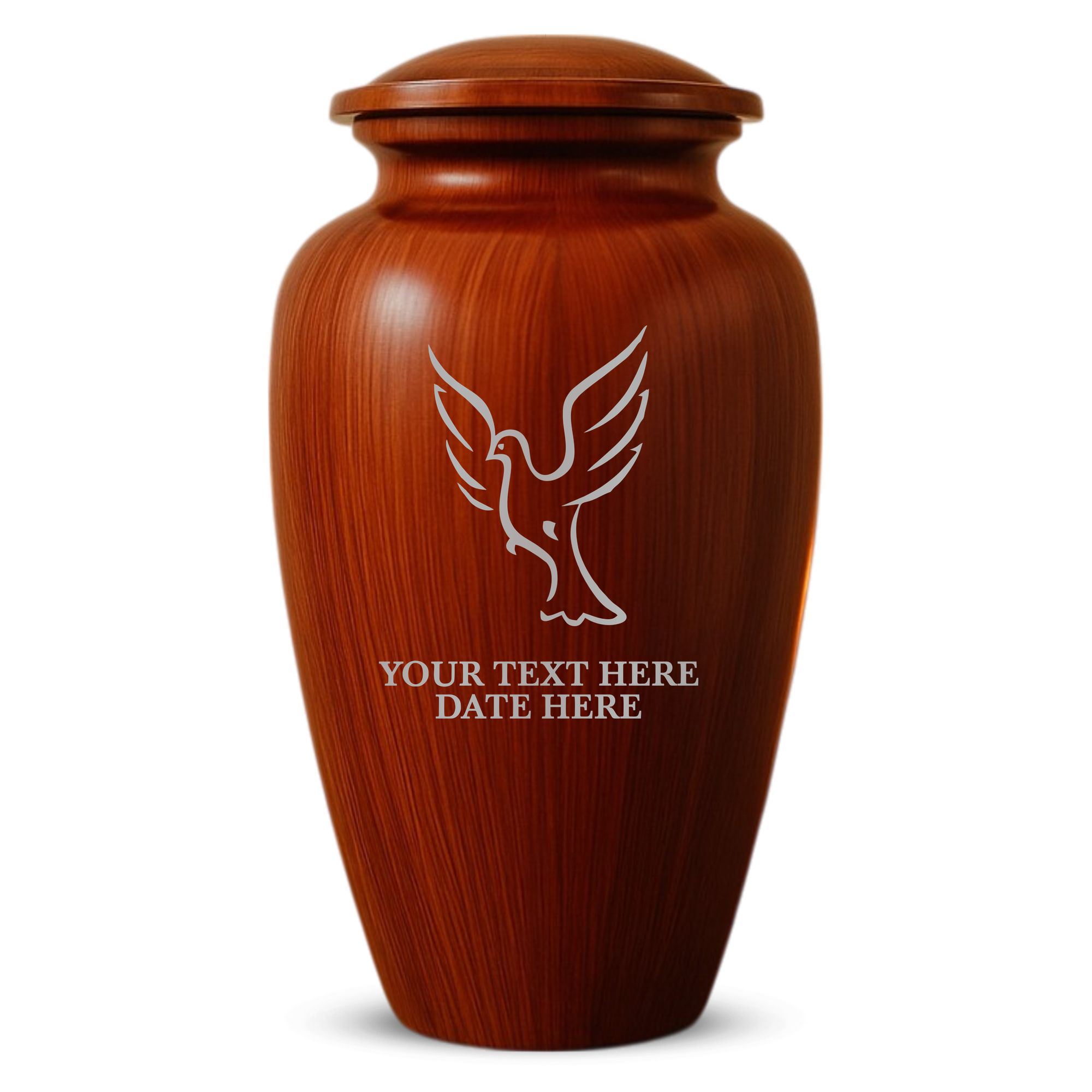Human Cremation Urn - 200 Cubic Inch - Ingrained Wood Style Finish | Dove Memorial
