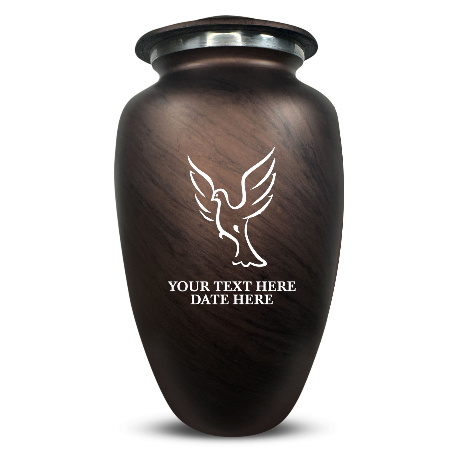 Custom Human Urns - Soft Whisper Collection - Memorial Dove Design - Distressed Finish - 200 Cubic Inch