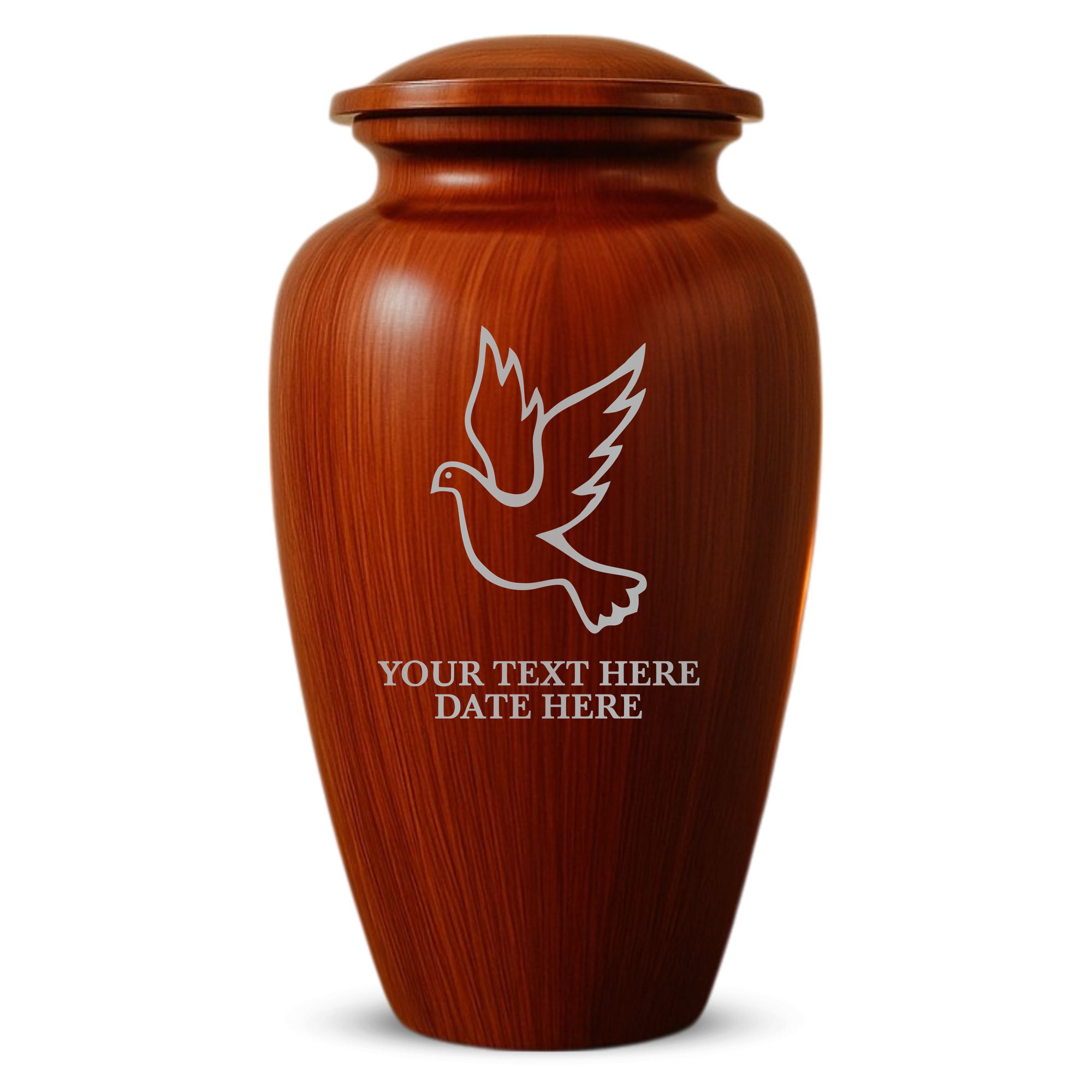 Human Cremation Urn - 200 Cubic Inch - Ingrained Wood Style Finish | Dove Memorial