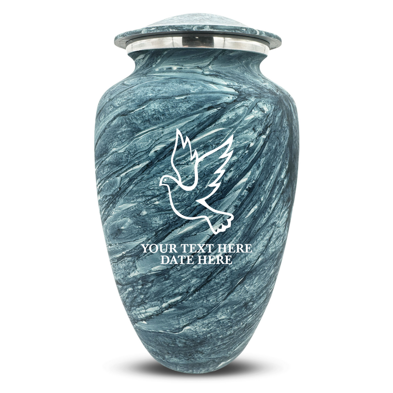 Custom Human Urns - Soft Whisper Collection - Memorial Dove Design - Distressed Finish - 200 Cubic Inch