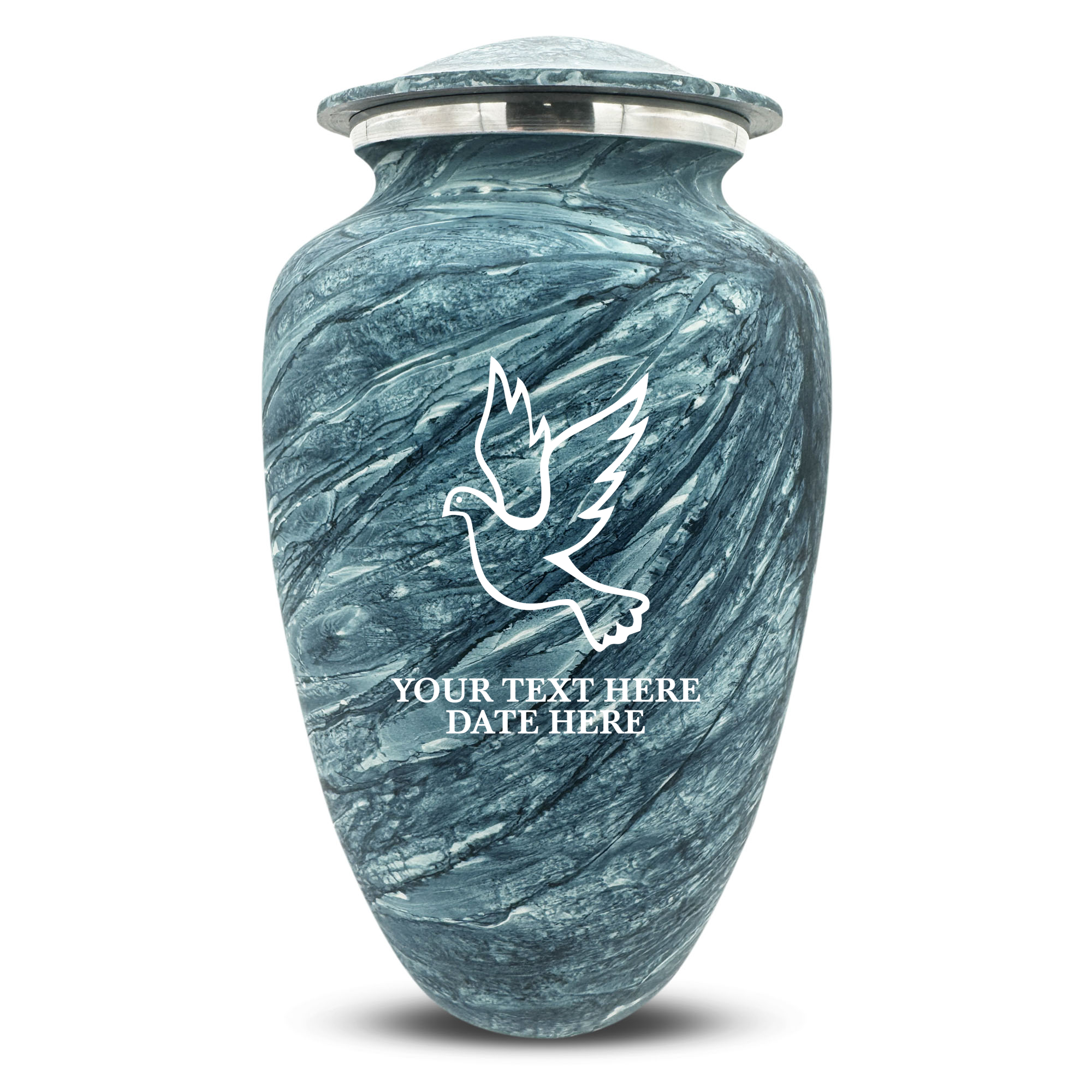 Custom Human Urns - Soft Whisper Collection - Memorial Dove Design - Distressed Finish - 200 Cubic Inch