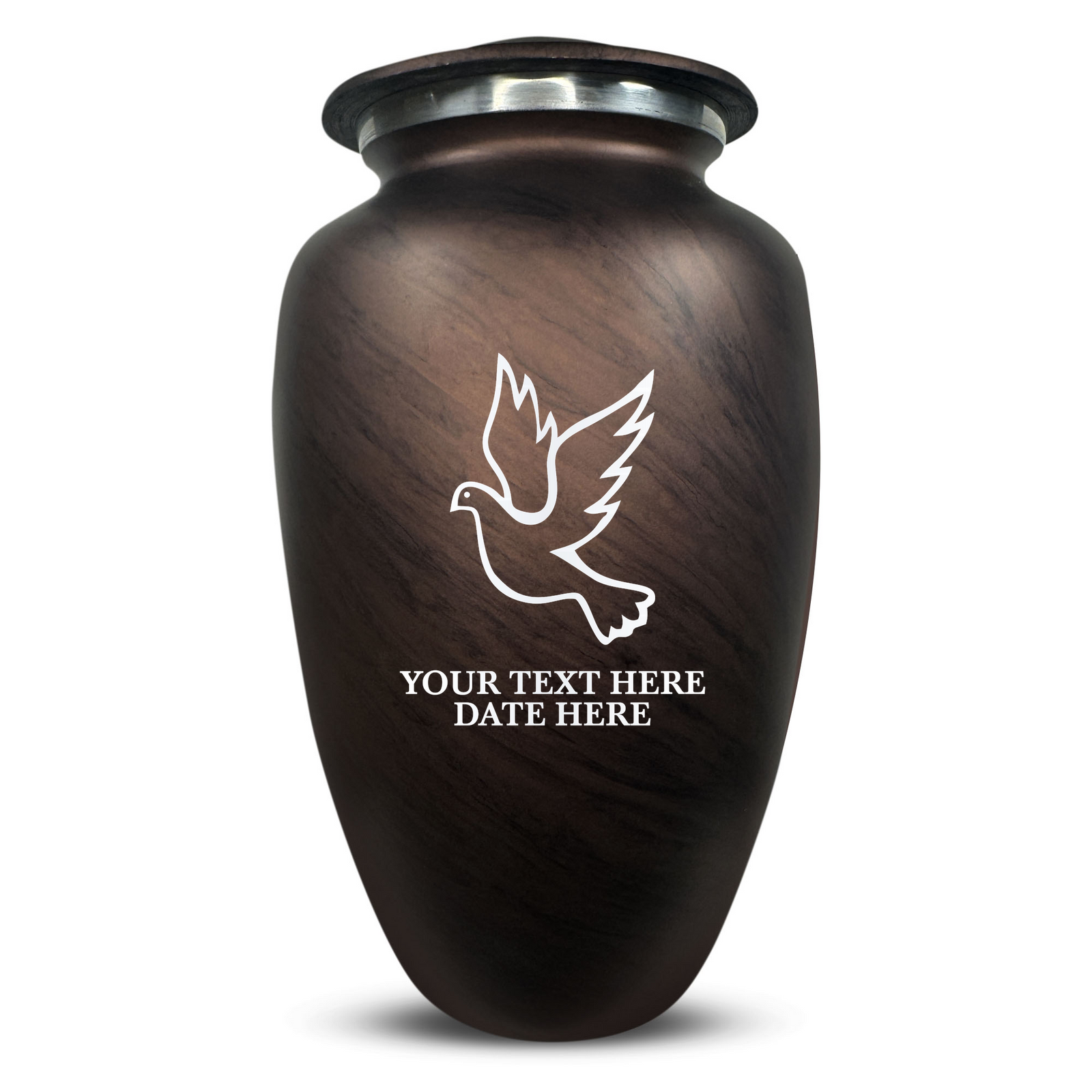 Custom Human Urns - Soft Whisper Collection - Memorial Dove Design - Distressed Finish - 200 Cubic Inch