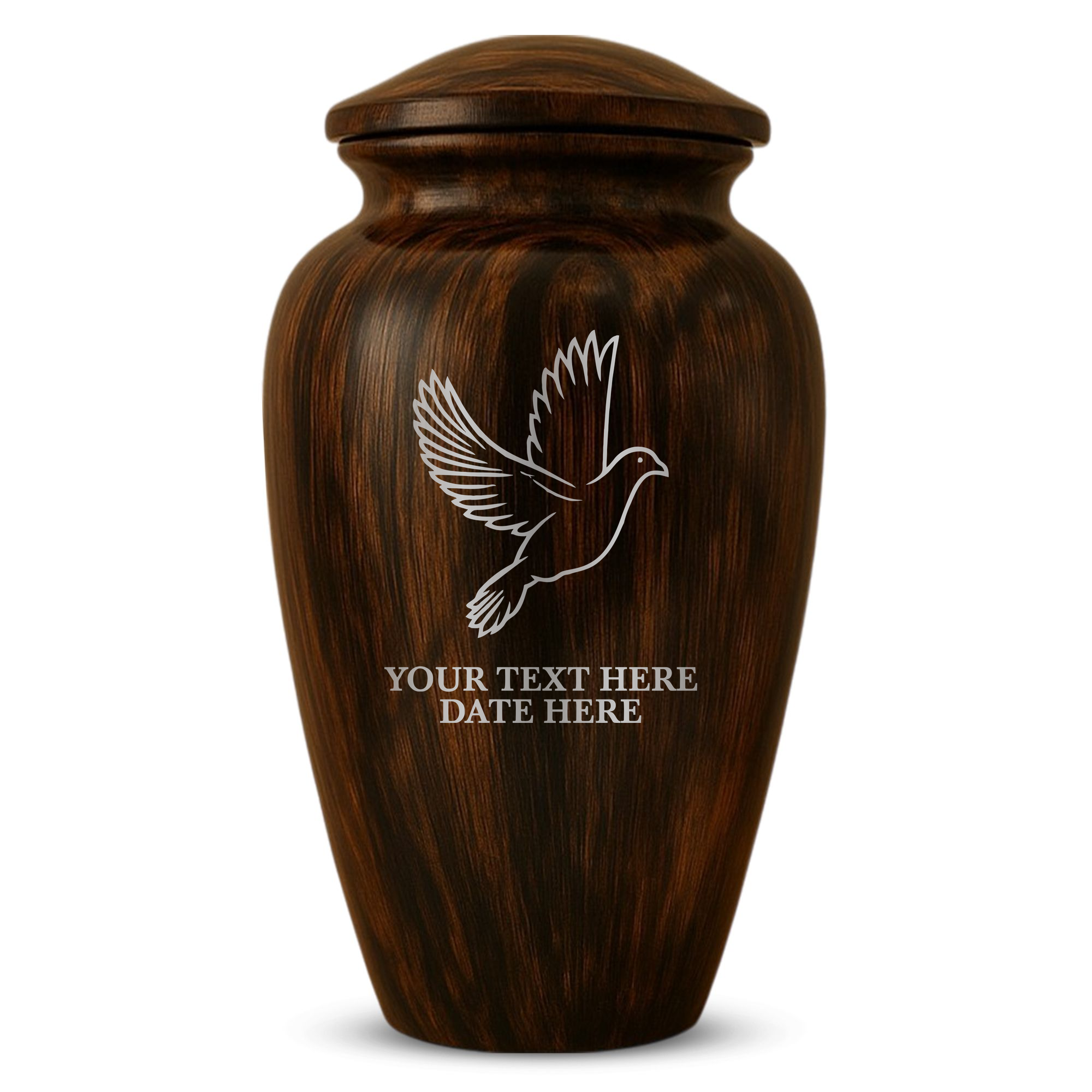 Human Cremation Urn - 200 Cubic Inch - Ingrained Wood Style Finish | Dove Memorial