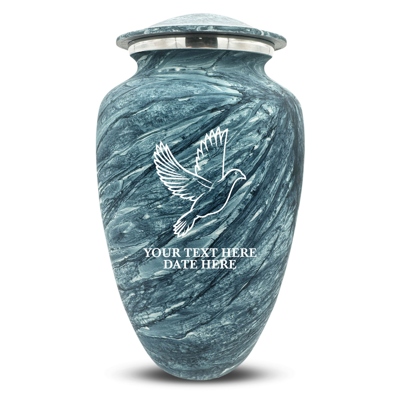 Custom Human Urns - Soft Whisper Collection - Memorial Dove Design - Distressed Finish - 200 Cubic Inch