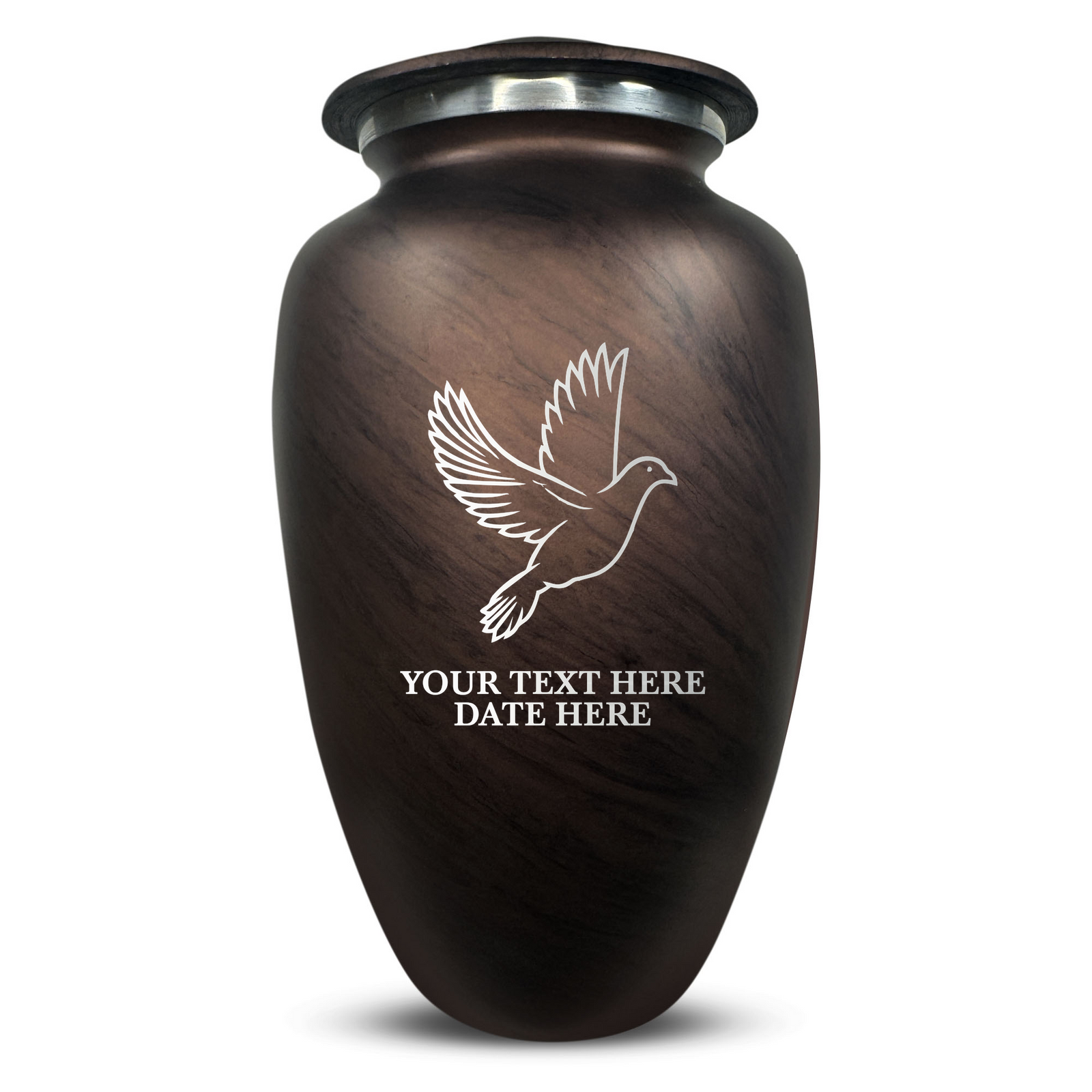 Custom Human Urns - Soft Whisper Collection - Memorial Dove Design - Distressed Finish - 200 Cubic Inch