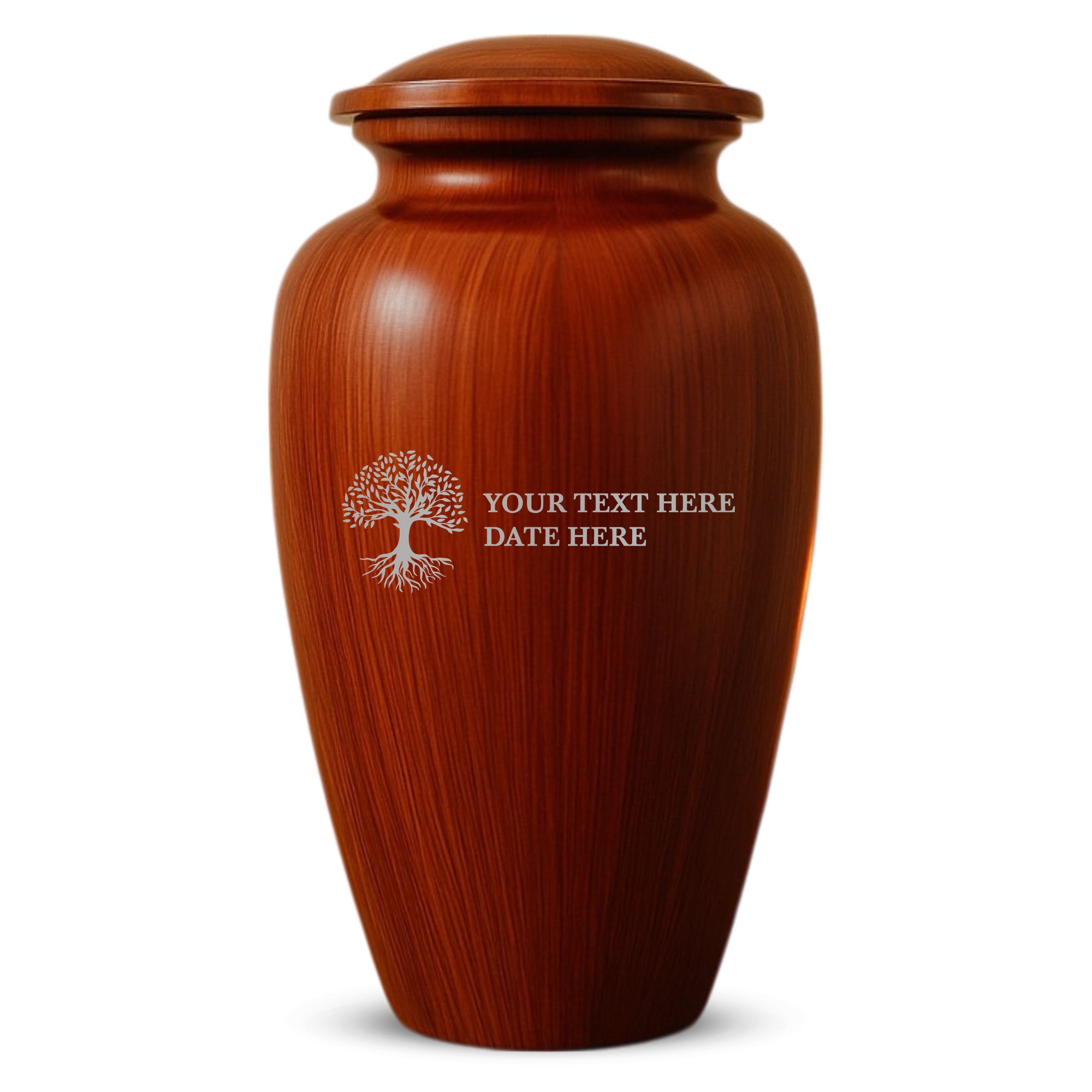 Human Cremation Urn - 200 Cubic Inch - Ingrained Wood Style Finish | Tree of Life