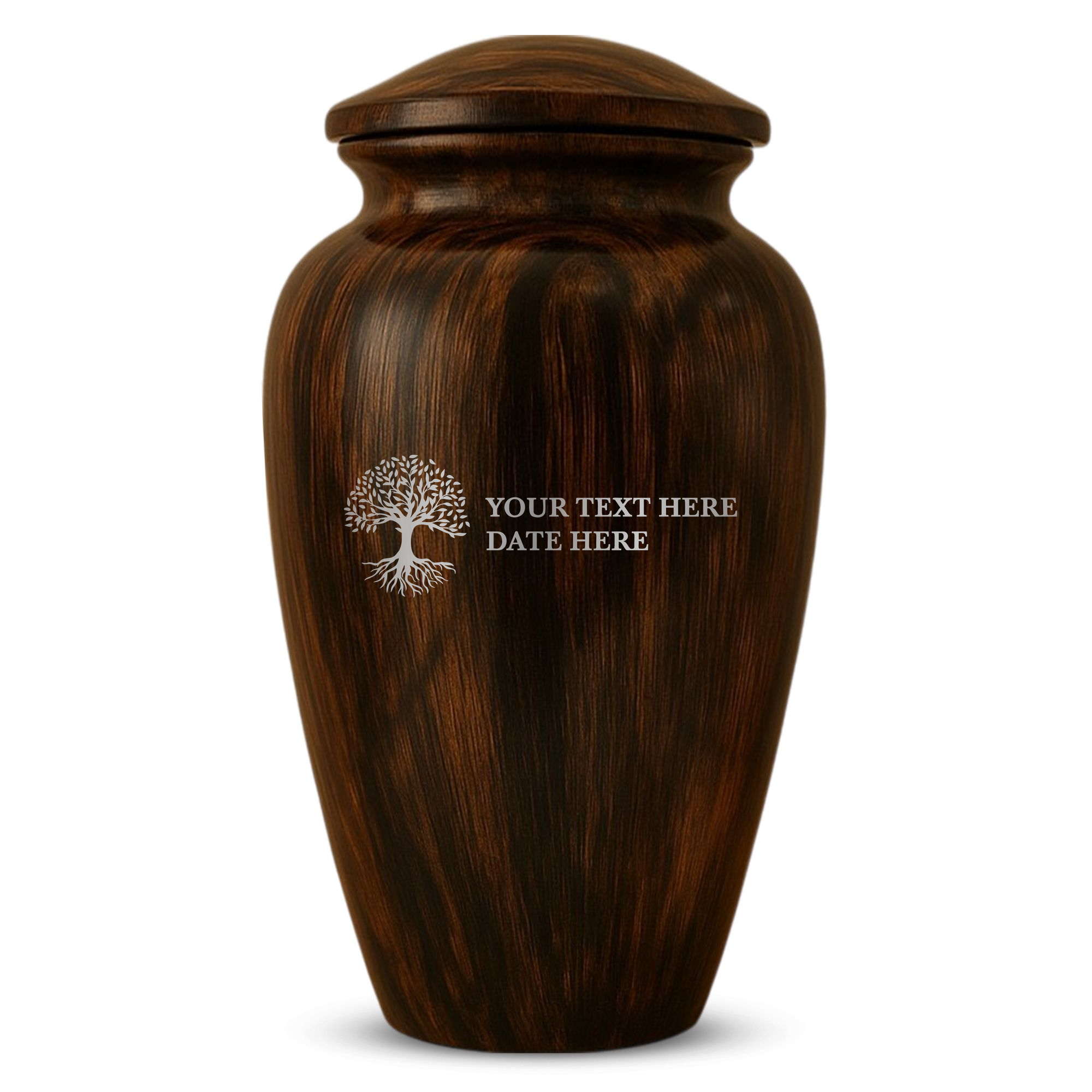 Human Cremation Urn - 200 Cubic Inch - Ingrained Wood Style Finish | Tree of Life