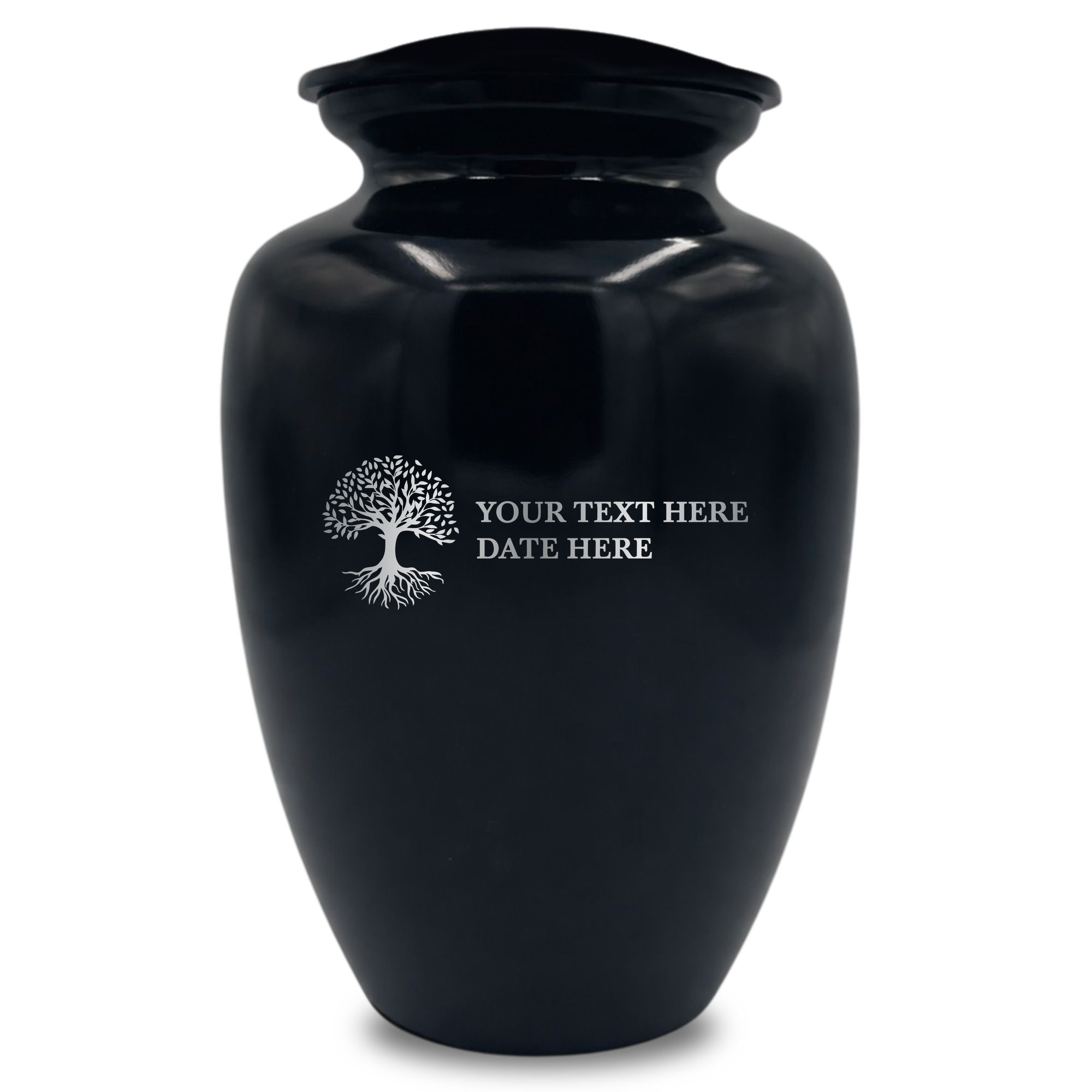 Polished Extra Large Human Cremation Urn 350 Cubic Inch - Engraved Aluminum | Tree of Life