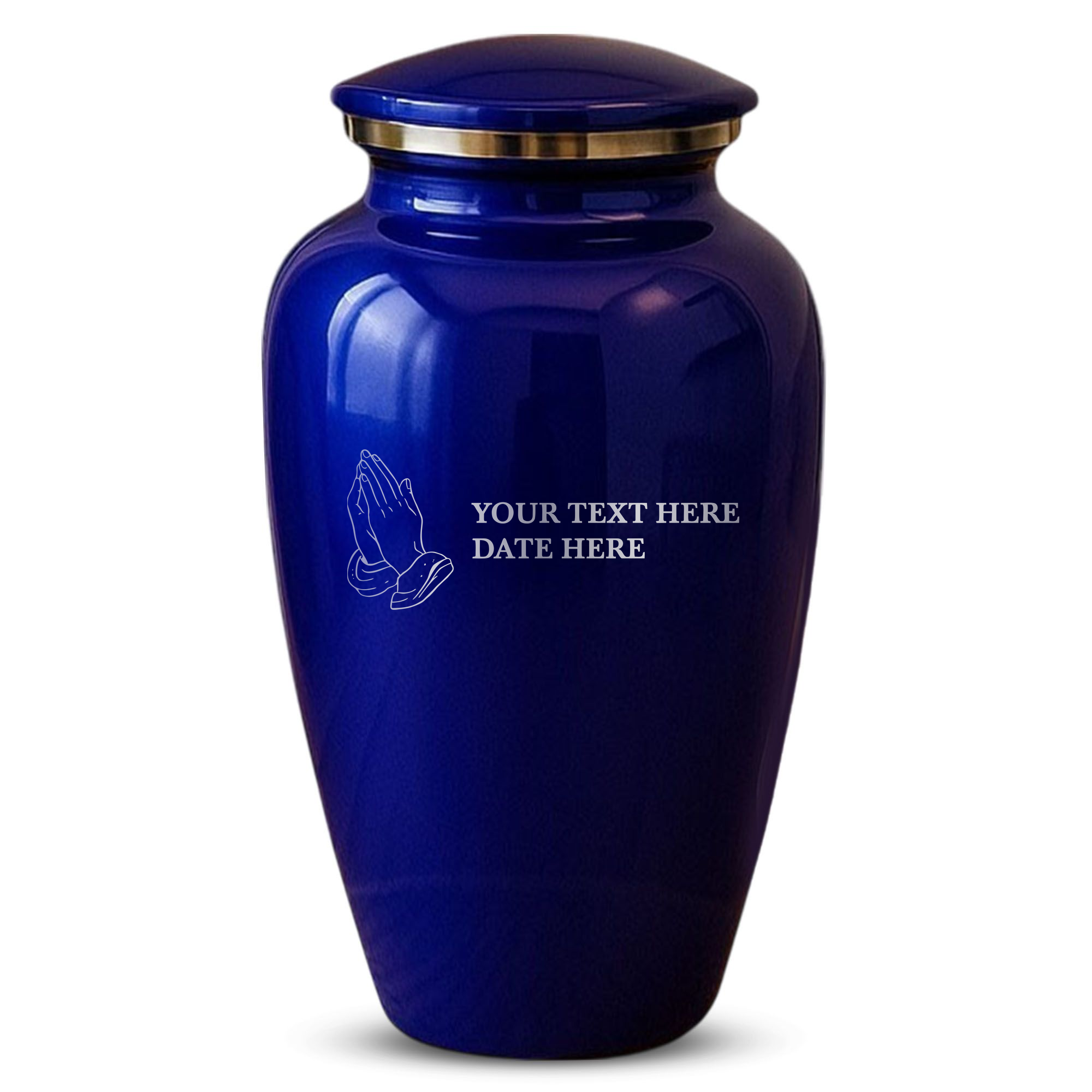 Splendor Human Cremation Urn – 200 Cubic Inch Capacity – Metal | Praying Hands
