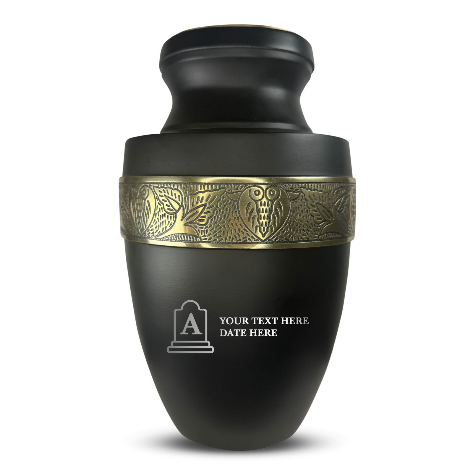 Custom Aluminum Human Urn - Funny Tombstone Design - Elite Collection with Gold Inlay - 200 Cubic Inch