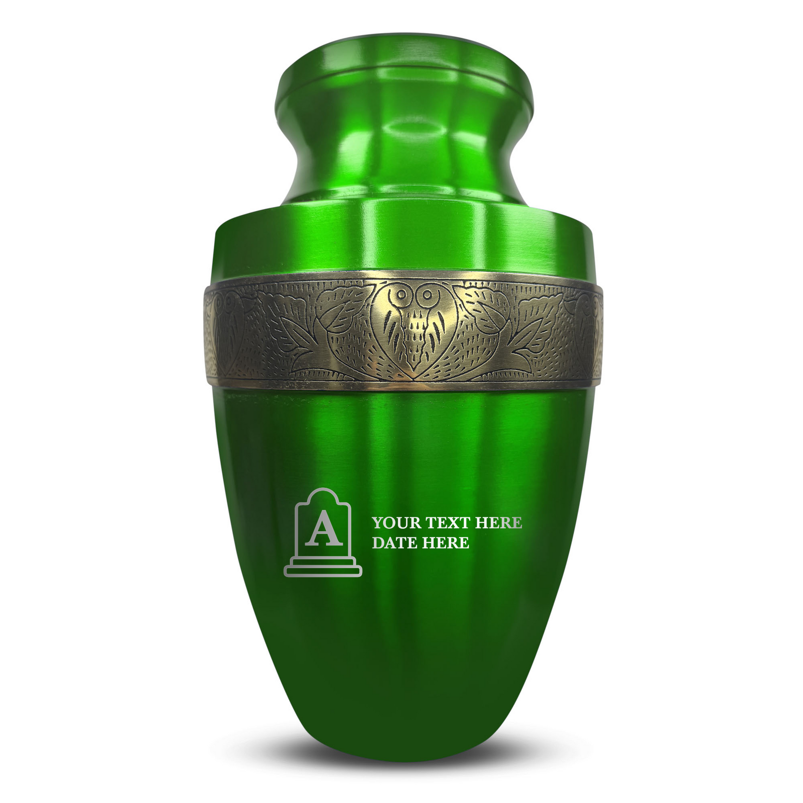 Custom Aluminum Human Urn - Funny Tombstone Design - Elite Collection with Gold Inlay - 200 Cubic Inch