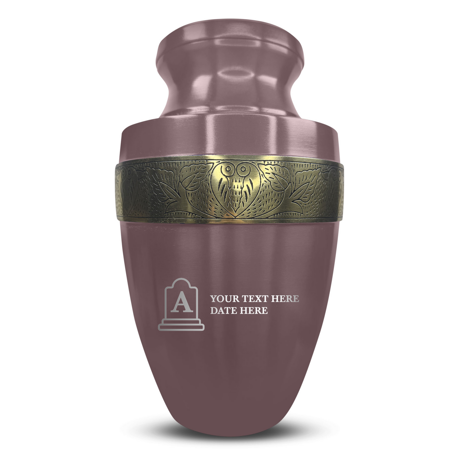 Custom Aluminum Human Urn - Funny Tombstone Design - Elite Collection with Gold Inlay - 200 Cubic Inch
