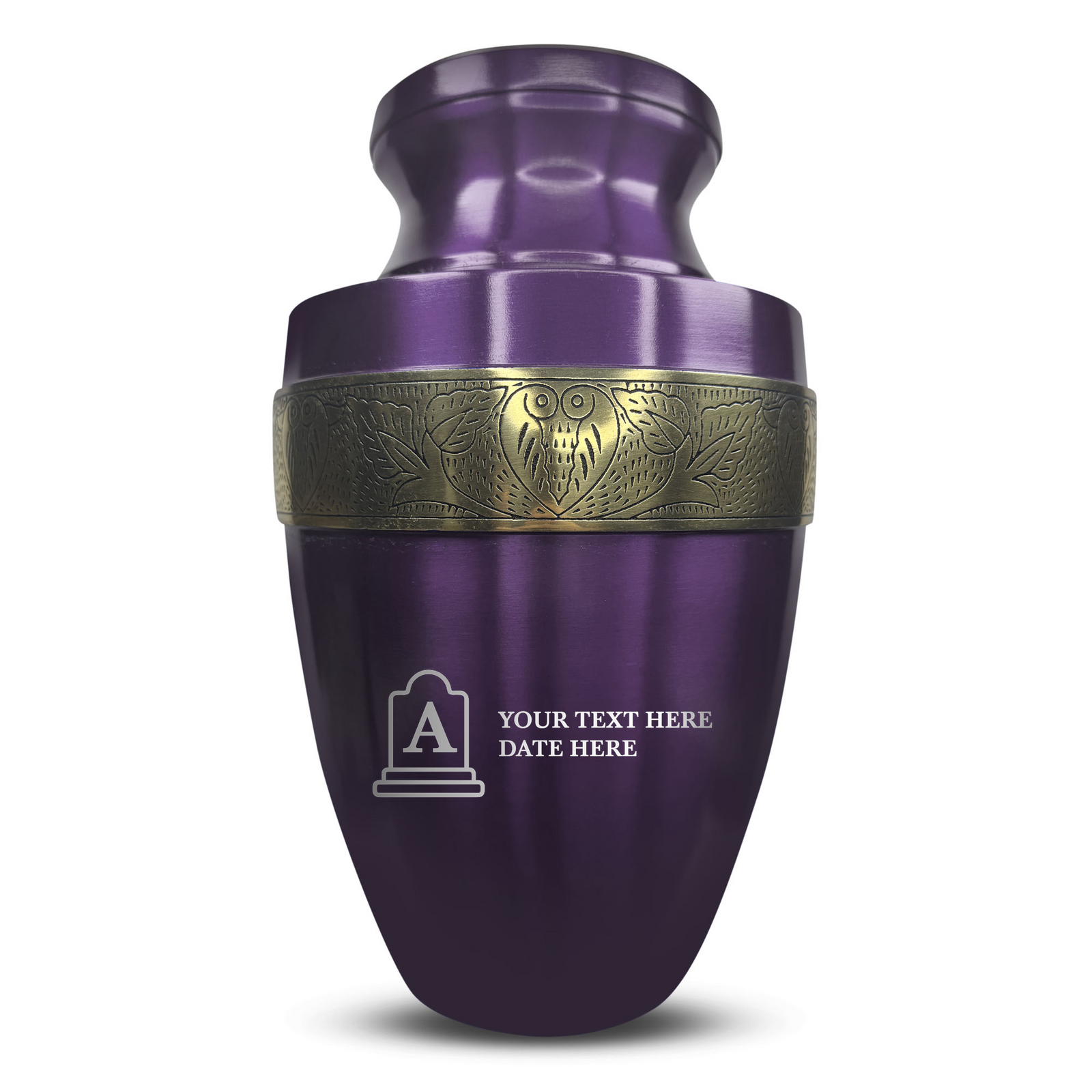 Custom Aluminum Human Urn - Funny Tombstone Design - Elite Collection with Gold Inlay - 200 Cubic Inch