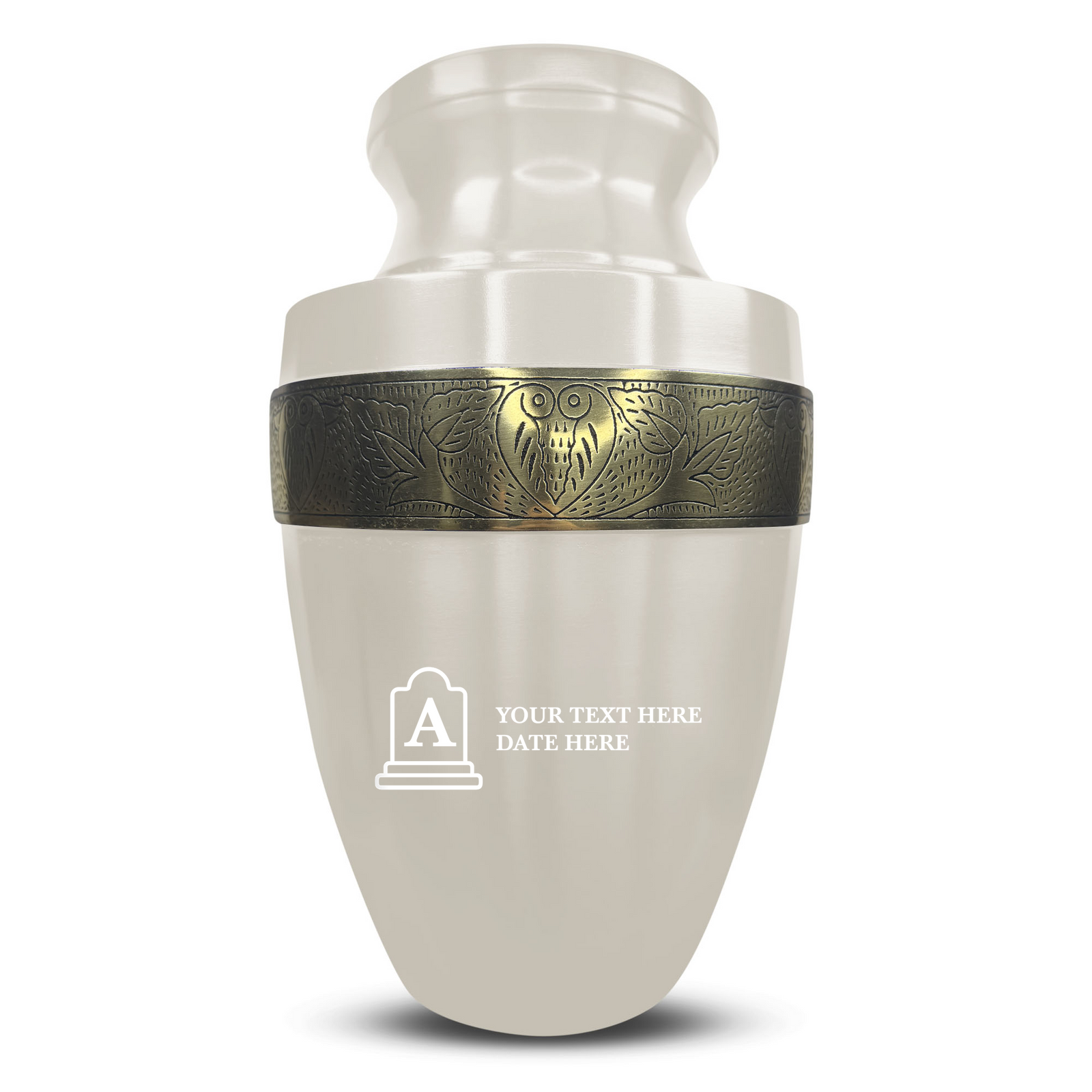 Custom Aluminum Human Urn - Funny Tombstone Design - Elite Collection with Gold Inlay - 200 Cubic Inch