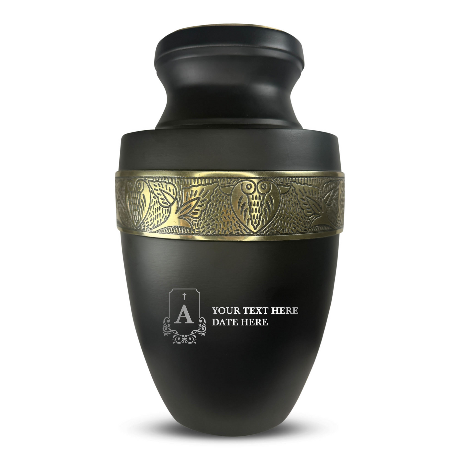 Custom Aluminum Human Urn - Funny Tombstone Design - Elite Collection with Gold Inlay - 200 Cubic Inch