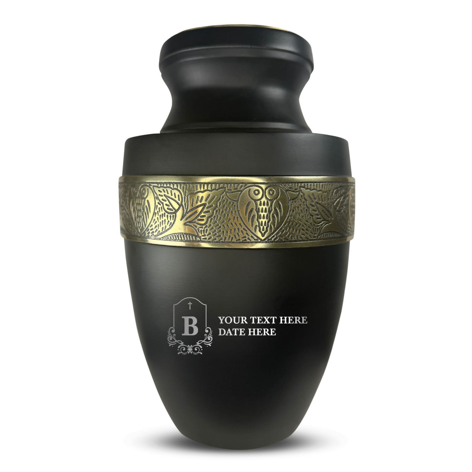 Custom Aluminum Human Urn - Funny Tombstone Design - Elite Collection with Gold Inlay - 200 Cubic Inch