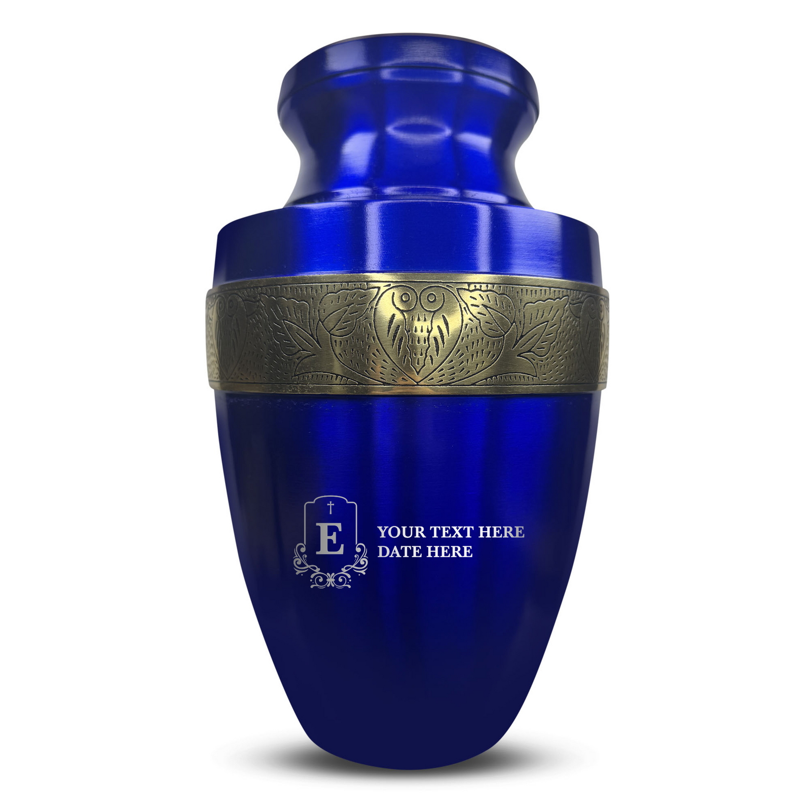 Custom Aluminum Human Urn - Funny Tombstone Design - Elite Collection with Gold Inlay - 200 Cubic Inch