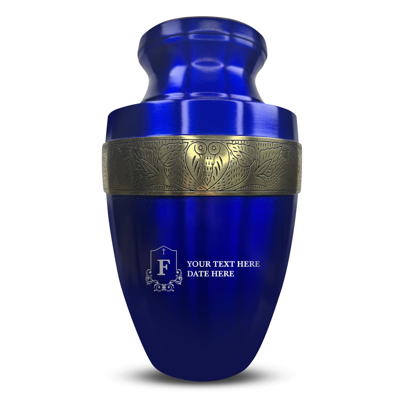 Custom Aluminum Human Urn - Funny Tombstone Design - Elite Collection with Gold Inlay - 200 Cubic Inch