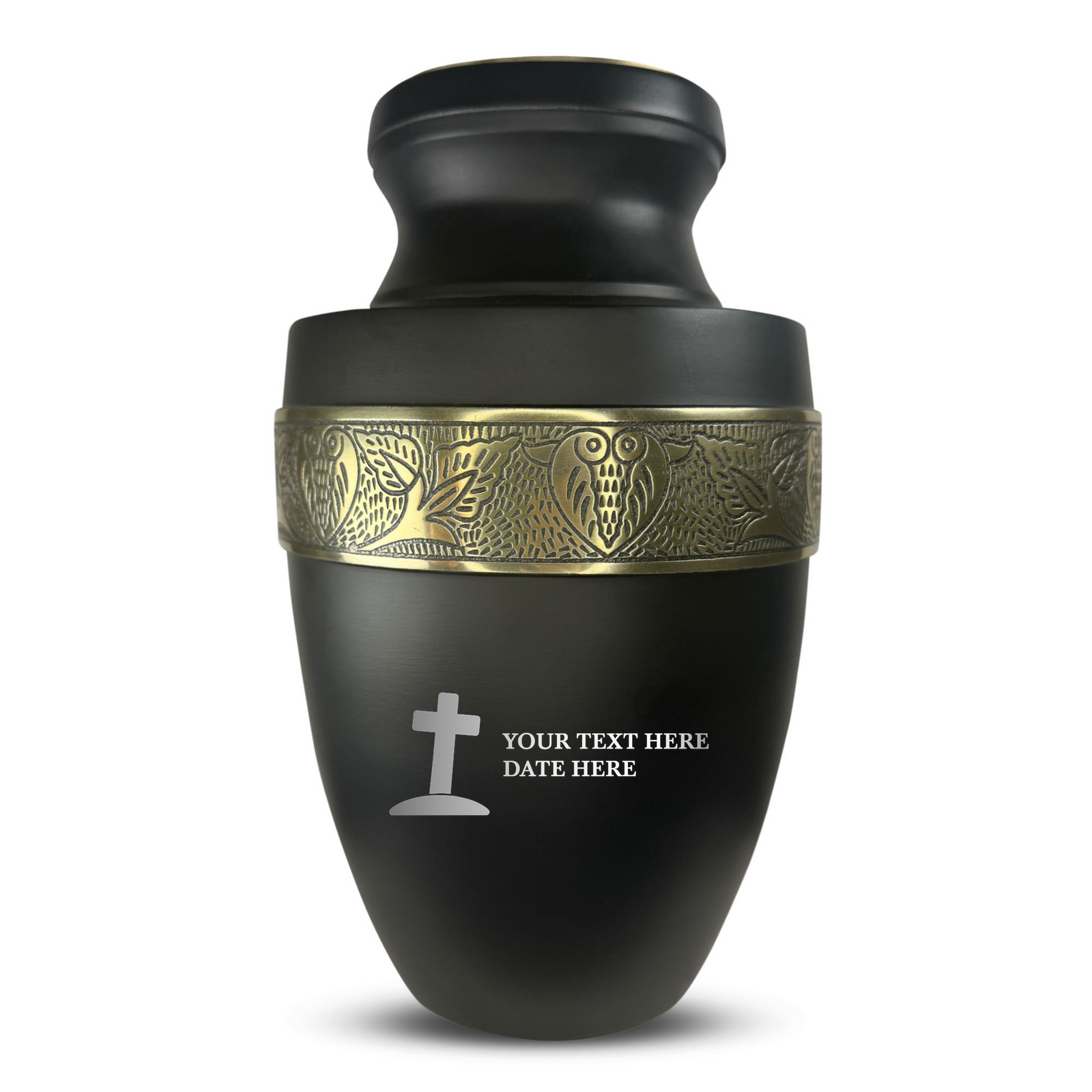 Custom Aluminum Human Urn - Funny Tombstone Design - Elite Collection with Gold Inlay - 200 Cubic Inch