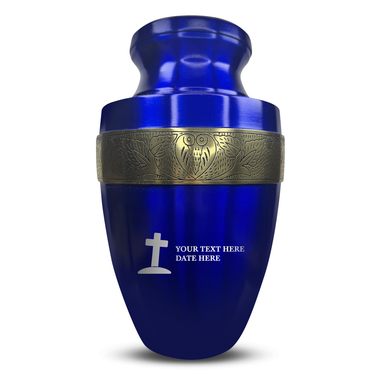 Custom Aluminum Human Urn - Funny Tombstone Design - Elite Collection with Gold Inlay - 200 Cubic Inch